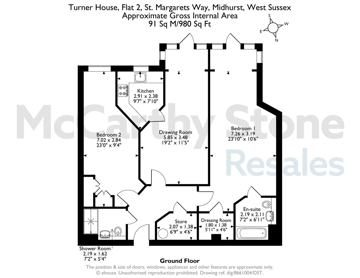 2 Turner House, St. Margarets Way, Midhurst floorplan
