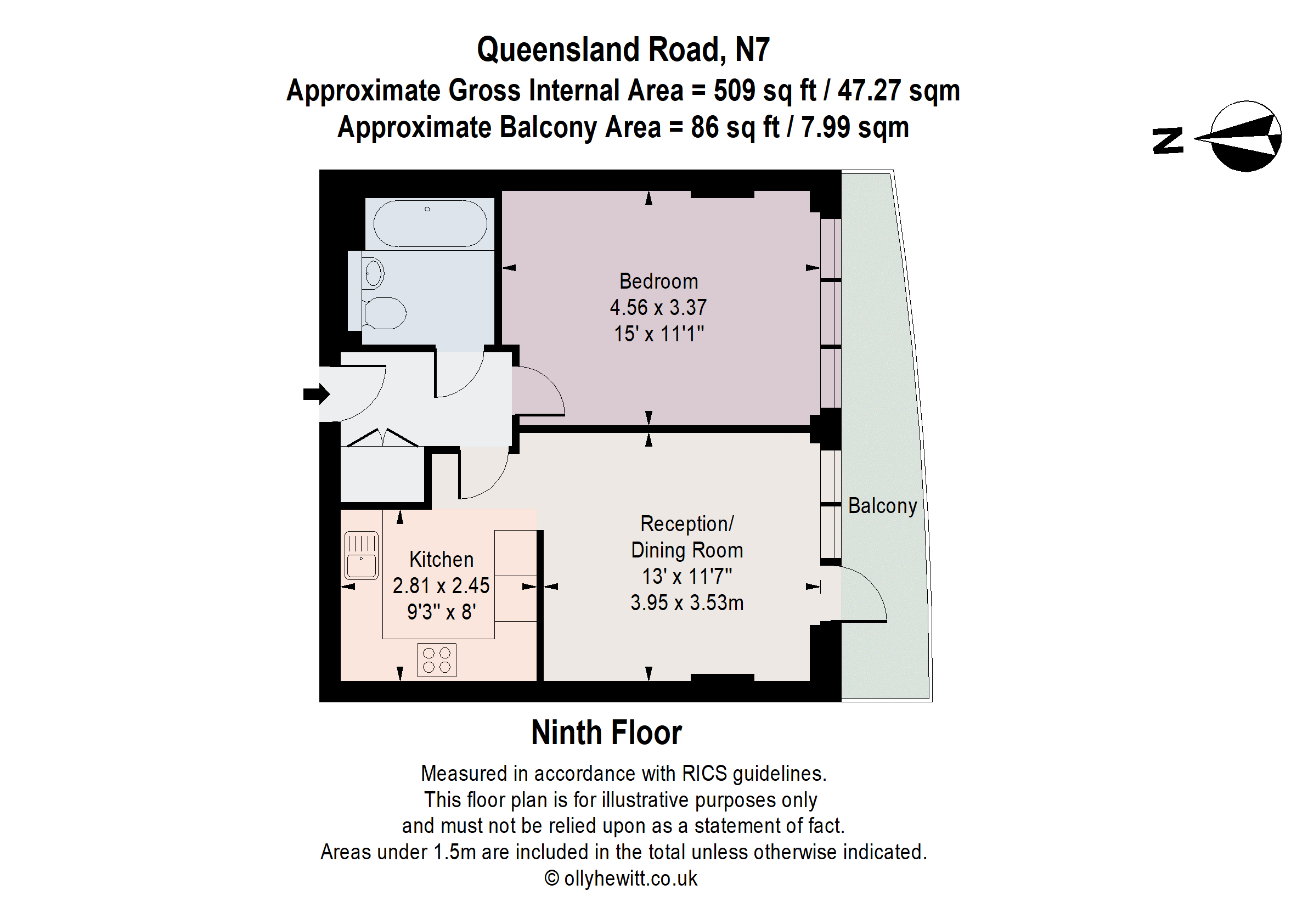 Flat 80, 1, Queensland Road, London floorplan