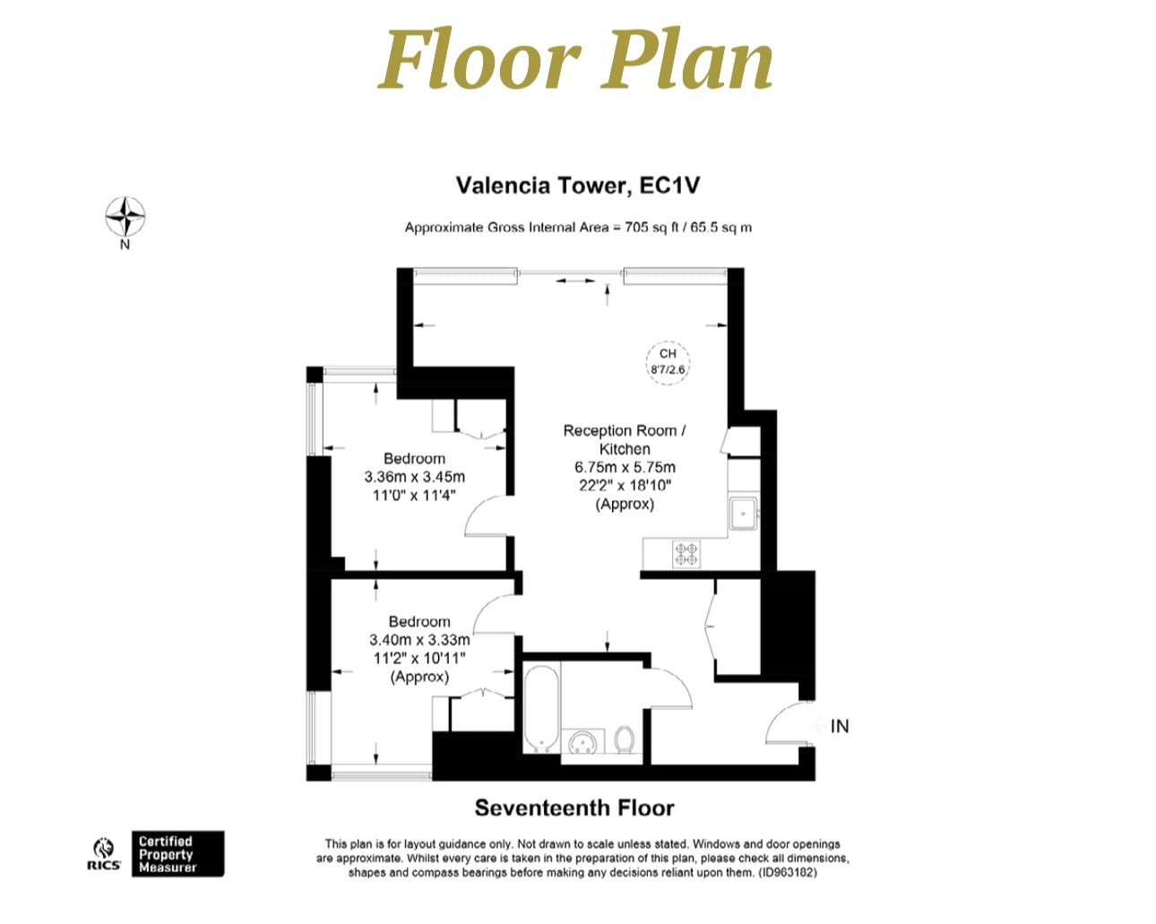 Apartment 94, Valencia Tower, 3, Bollinder Place, London floorplan
