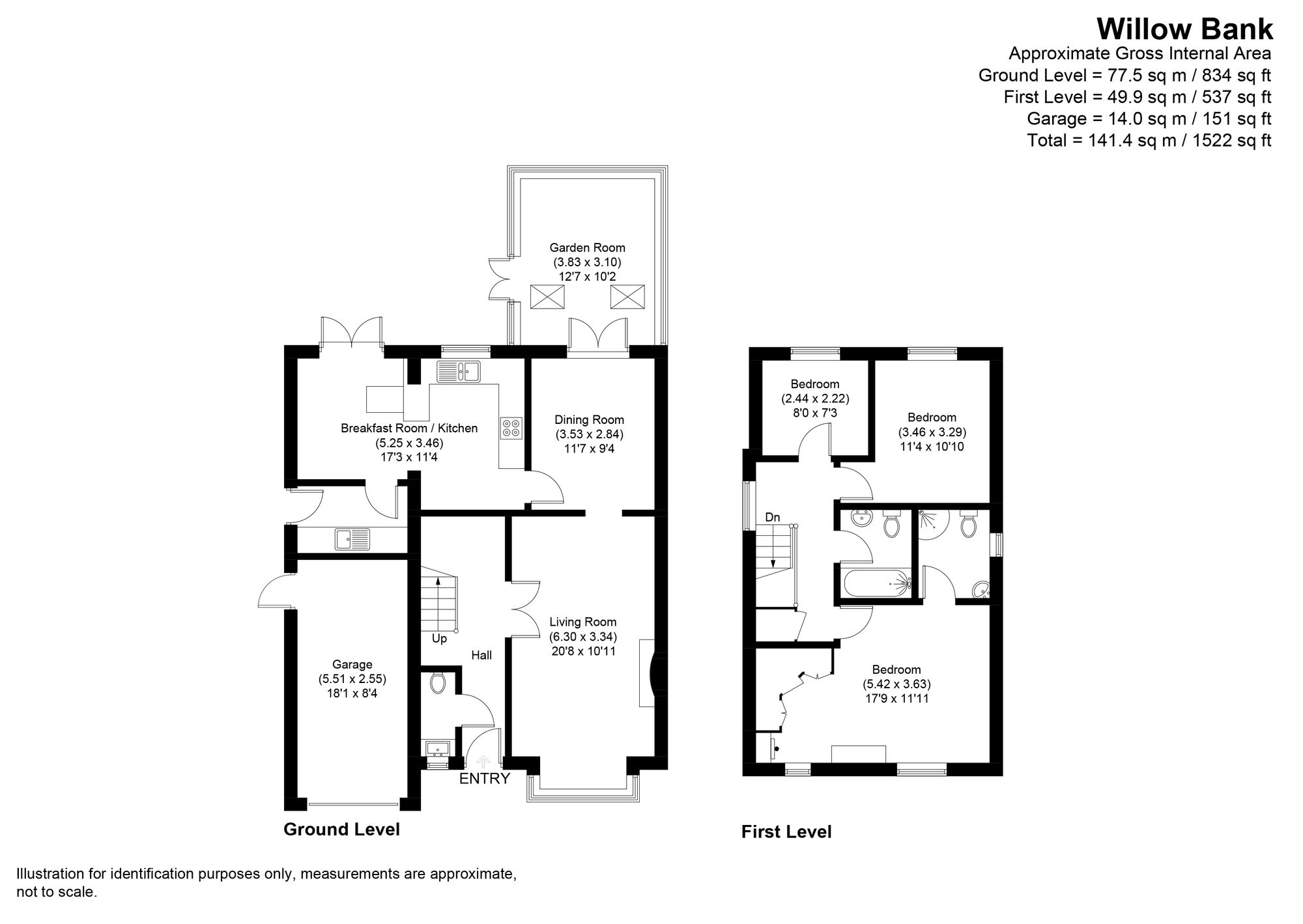 1 Willow Bank, Pershore floorplan