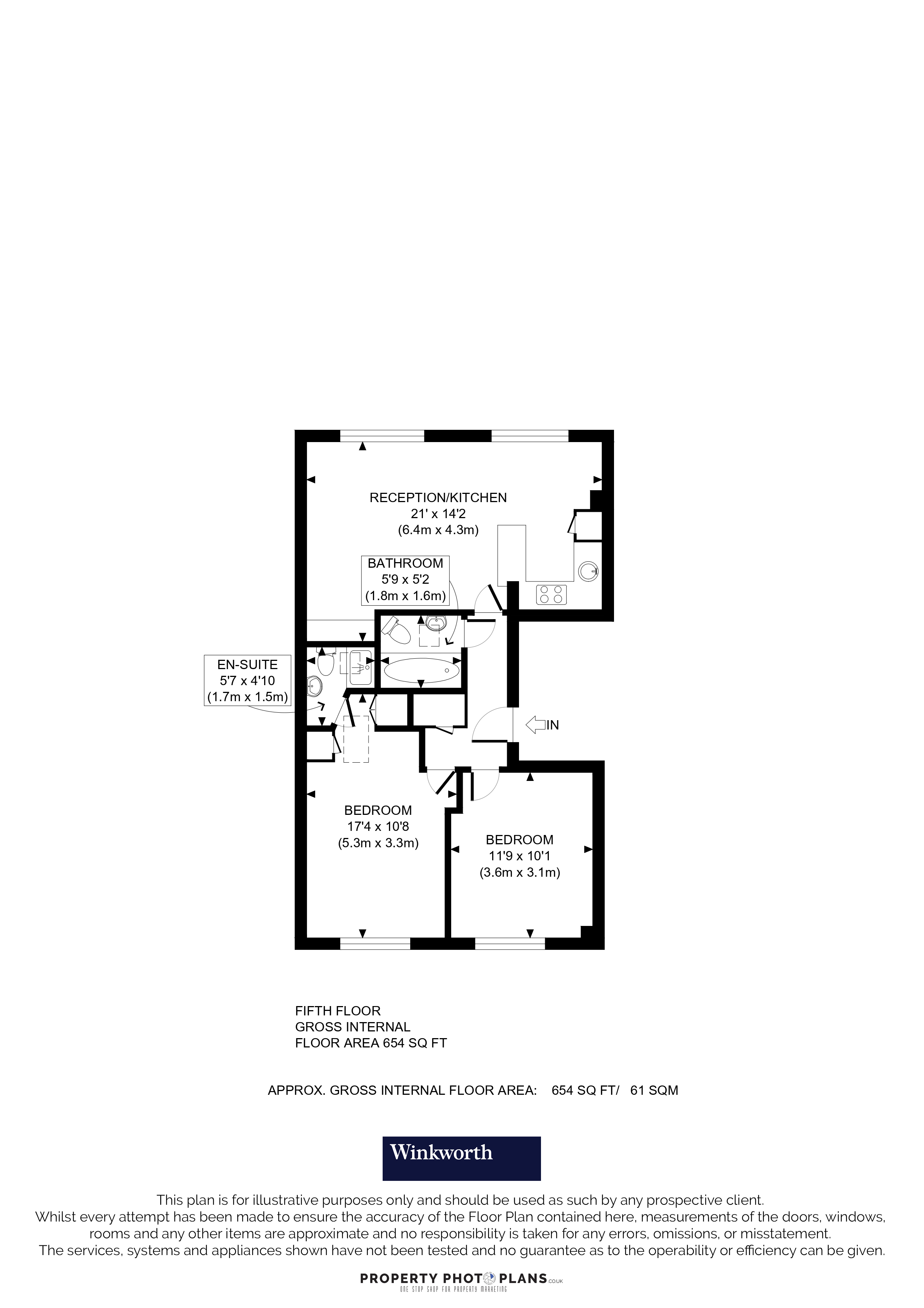 Flat 24 Horley Court, 46, Inverness Terrace, London floorplan