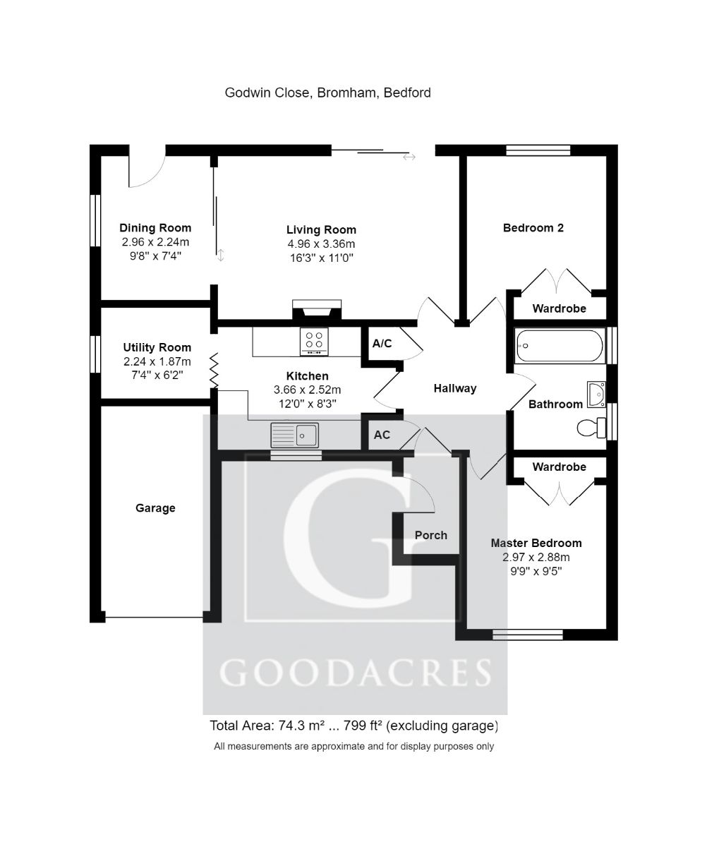 2 bed detached bungalow for sale in Godwin Close, Bromham, Bedford MK43