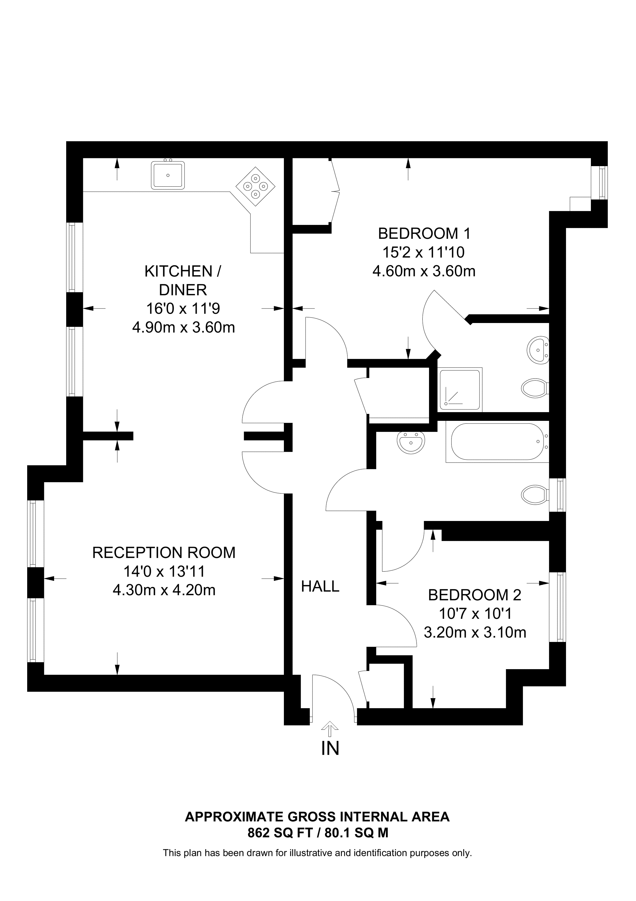 Crown Close, Winkfield Road, London, N22, Wood Green floorplan