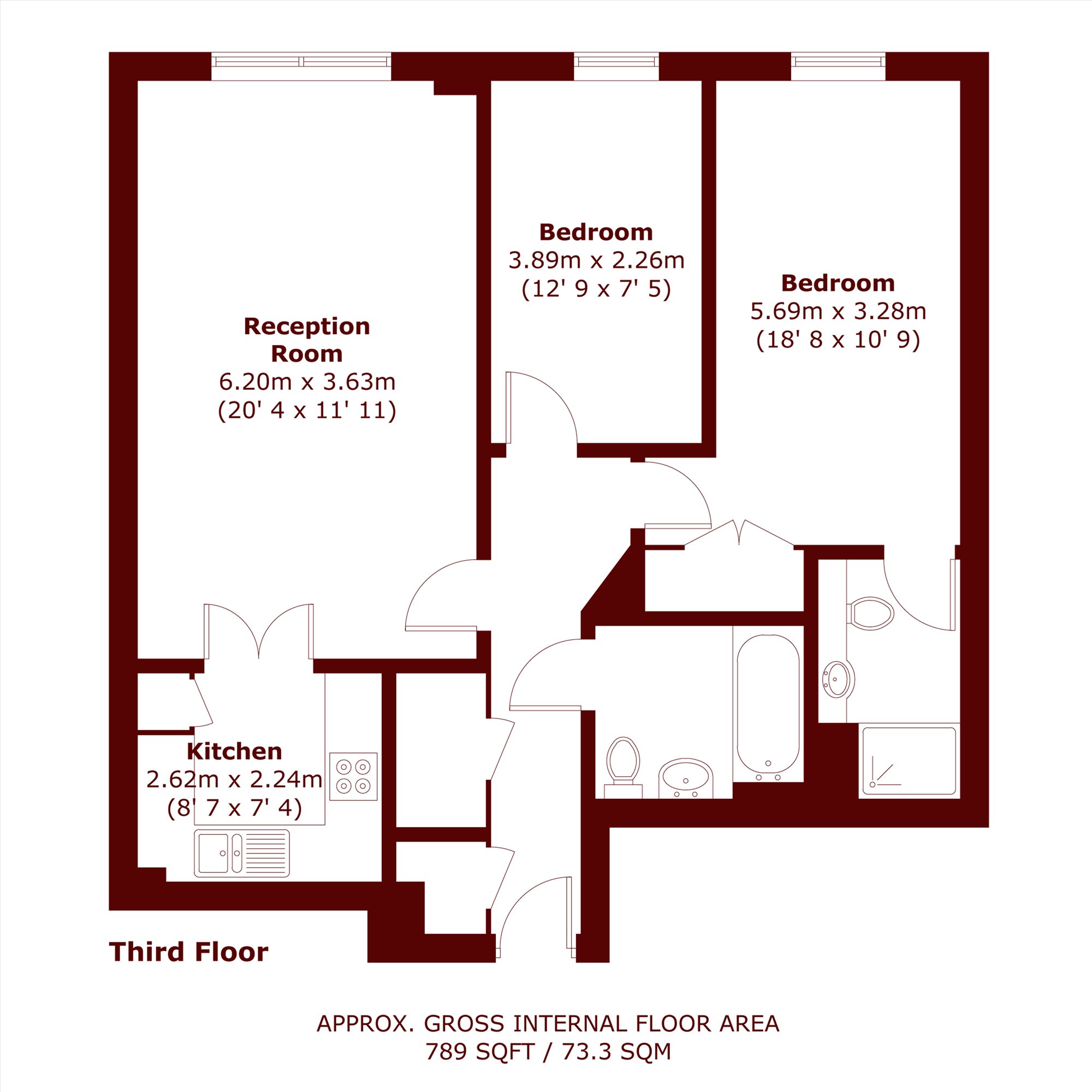 56 Pimlico Apartments, 60, Vauxhall Bridge Road, London floorplan