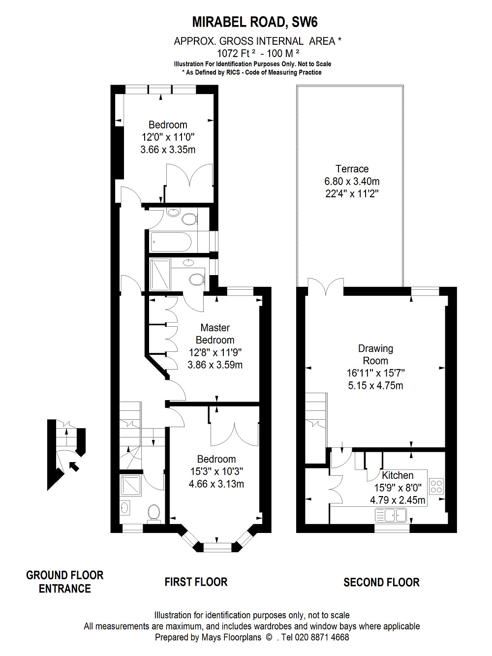 3 Bedrooms Terraced house to rent in Mirabel Road, London SW6