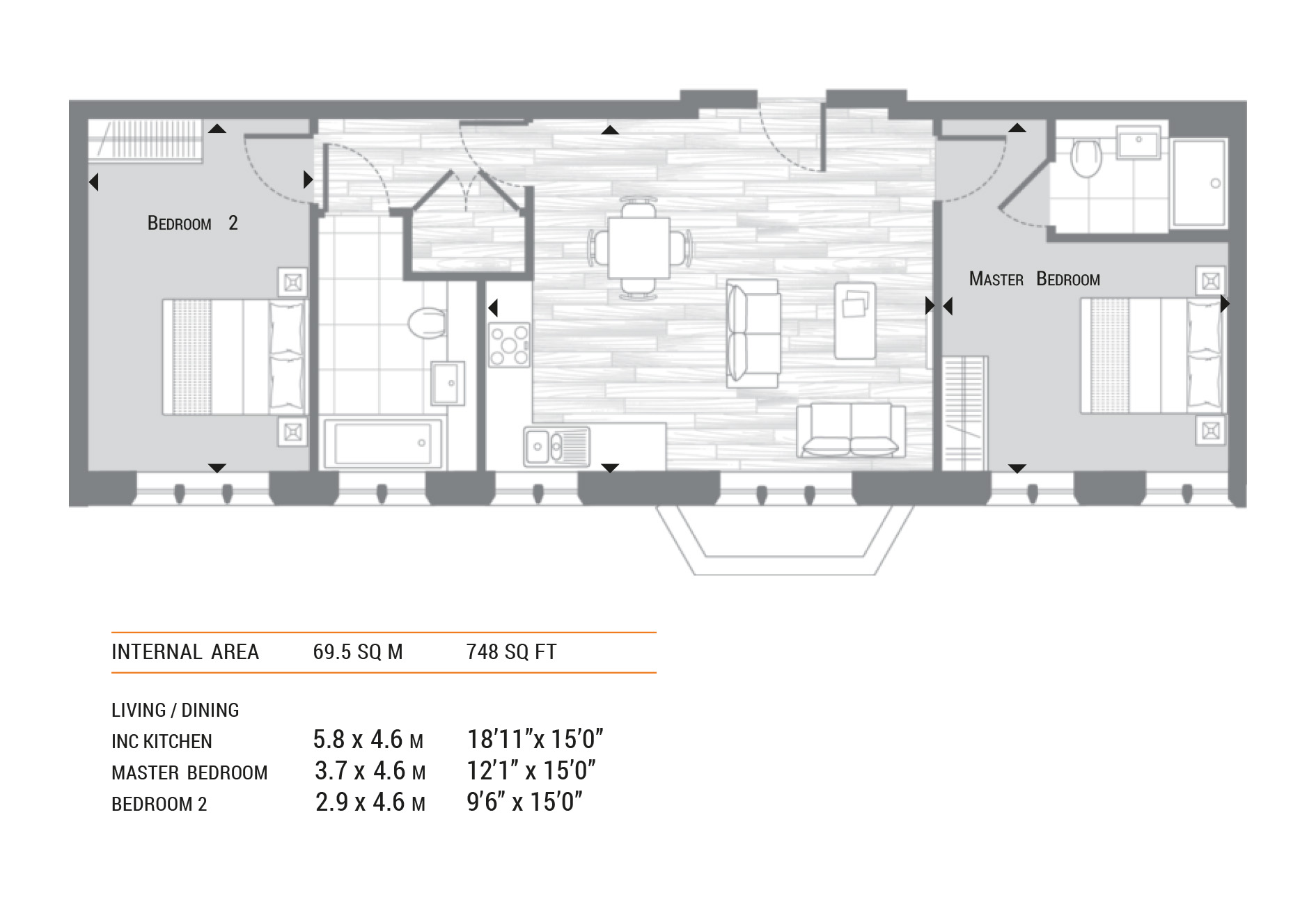 Flat 10 (Plot 26), 2, Metropolitan Crescent, Clapham floorplan