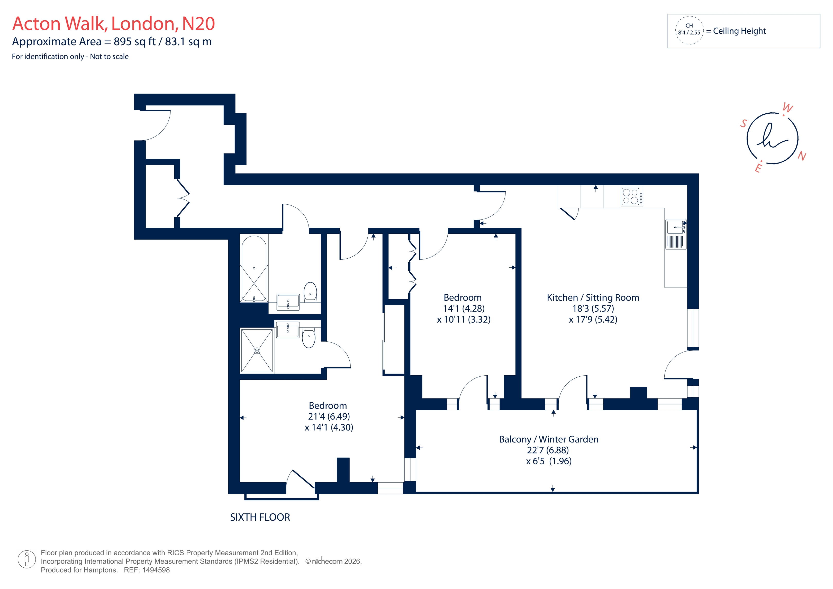 Flat 47, Northway House, Acton Walk, Whetstone floorplan