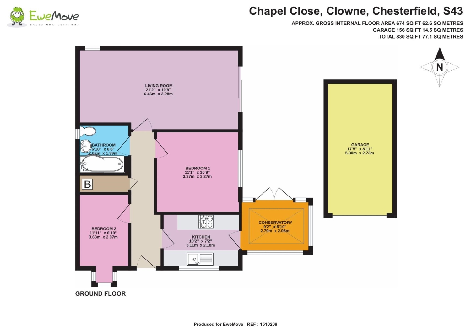 1, Chapel Close, Chesterfield floorplan