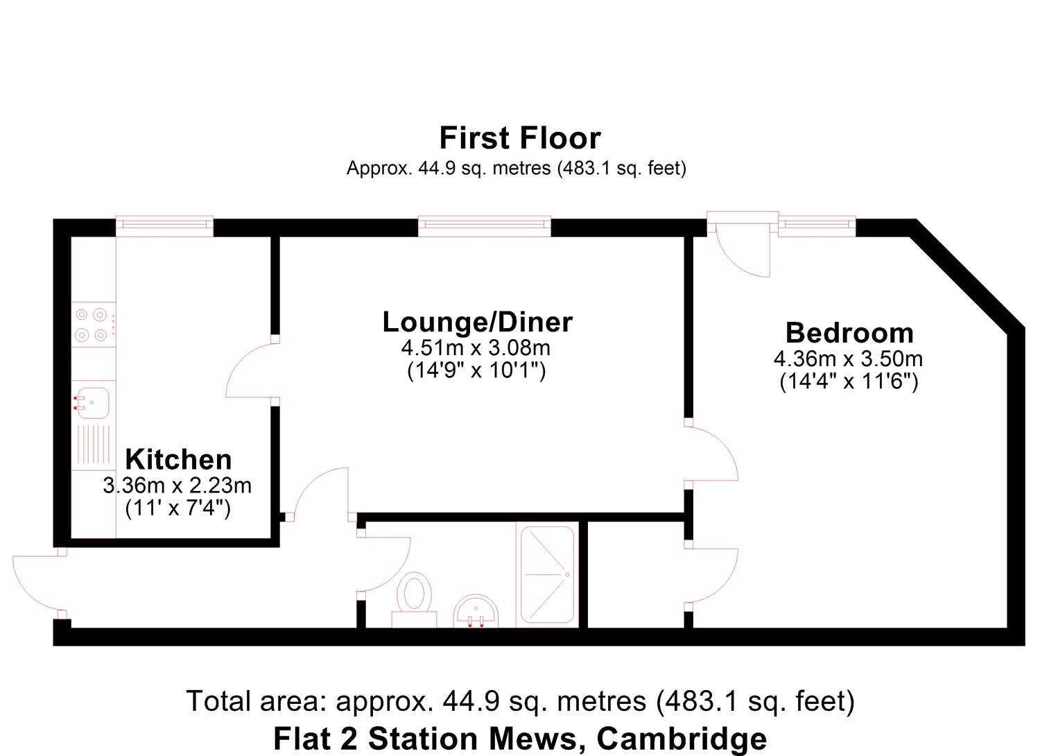 1 Bedrooms Flat to rent in Station Mews, Station Road, Cambridge, Cambridgeshire CB1
