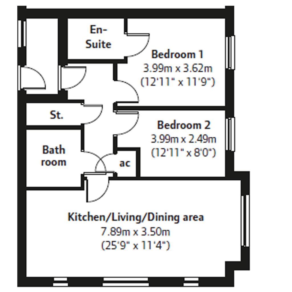 2 Bedrooms Flat for sale in 