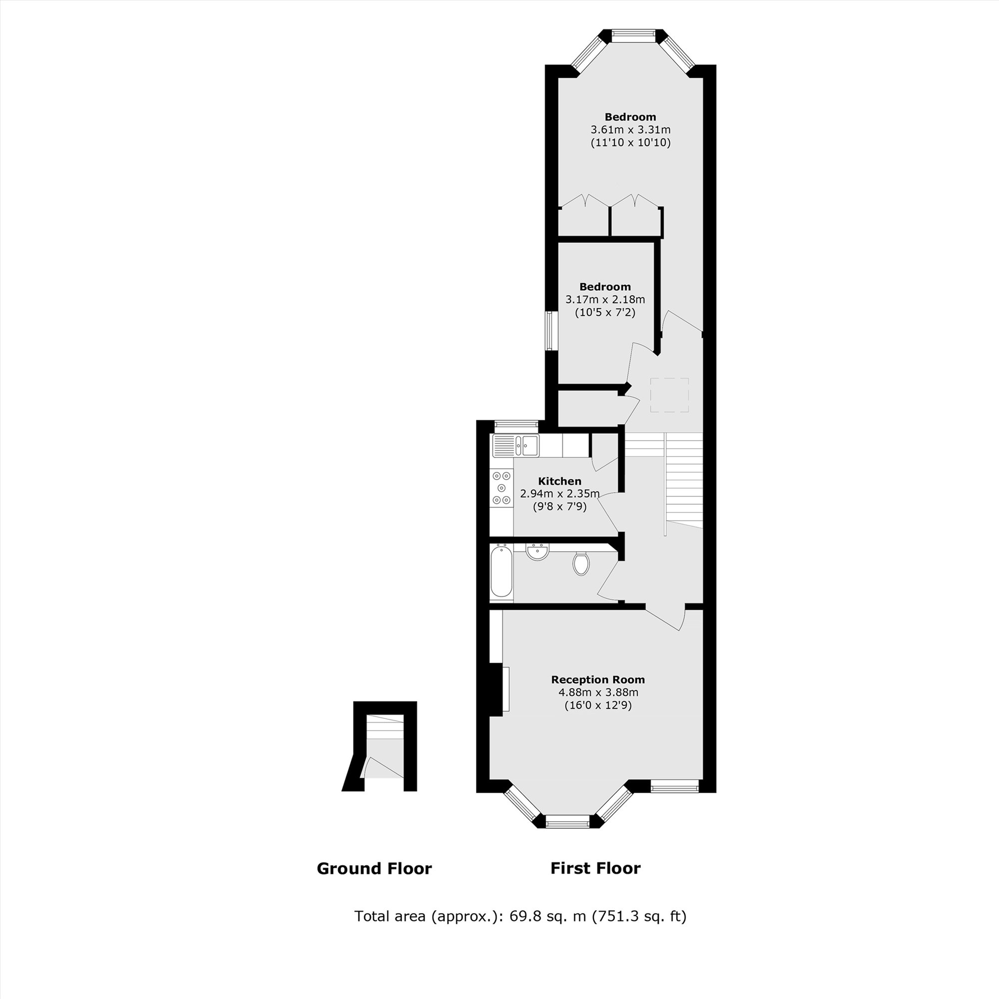 First Floor Flat, 23, Kings Road, London floorplan