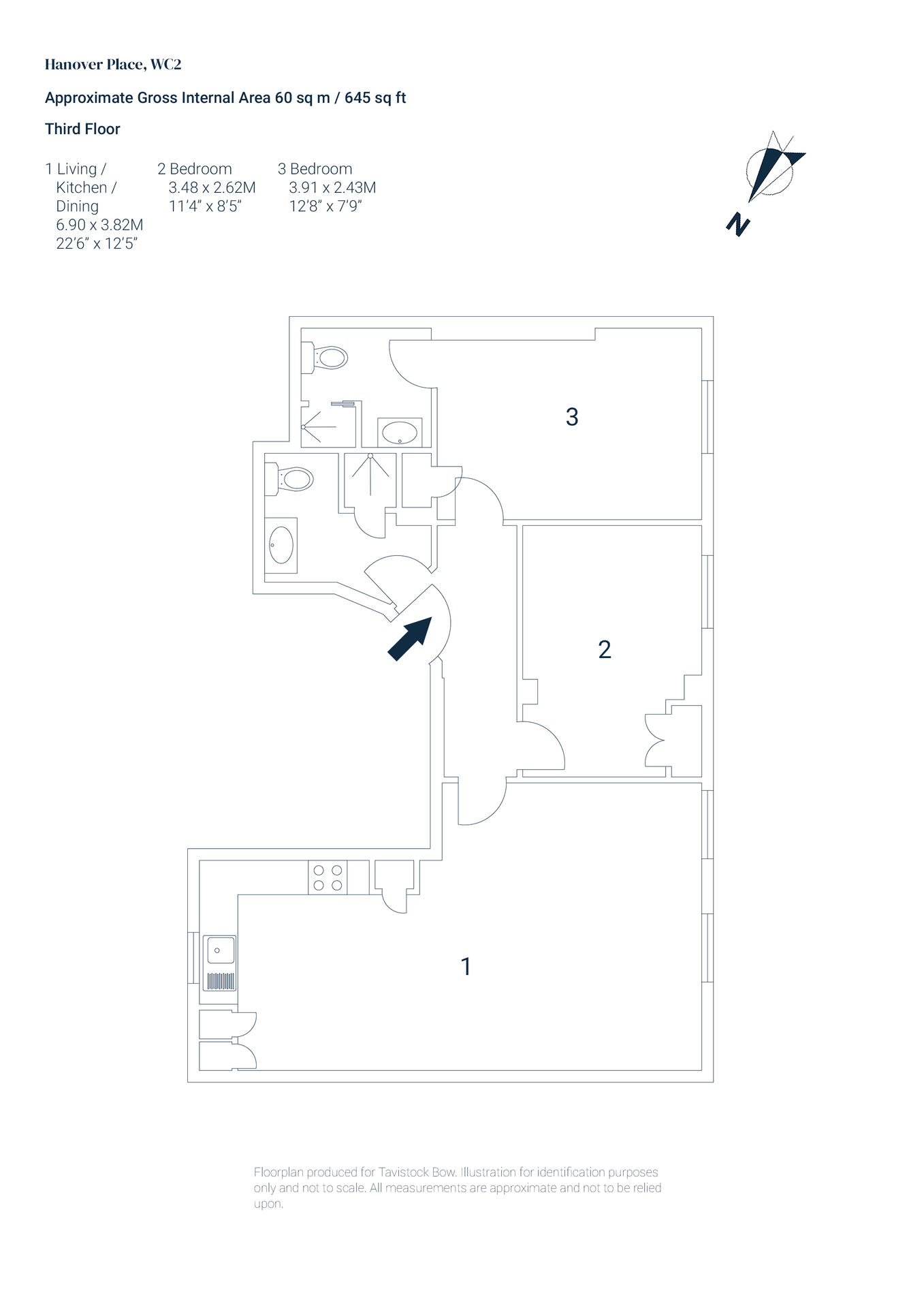 Flat 2, 11 Hanover Place, Covent Garden floorplan