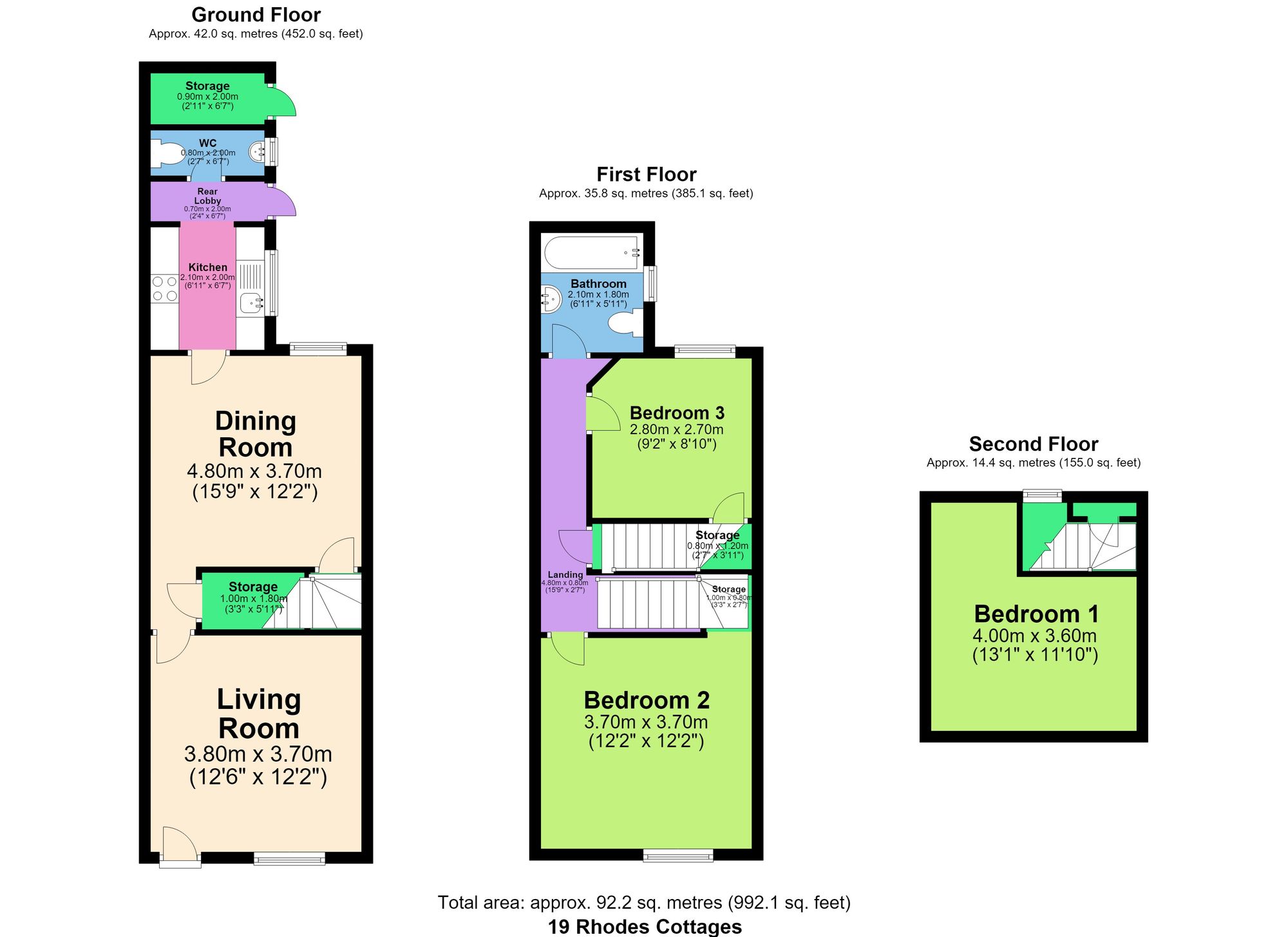 19 Rhodes Cottages, Chesterfield floorplan