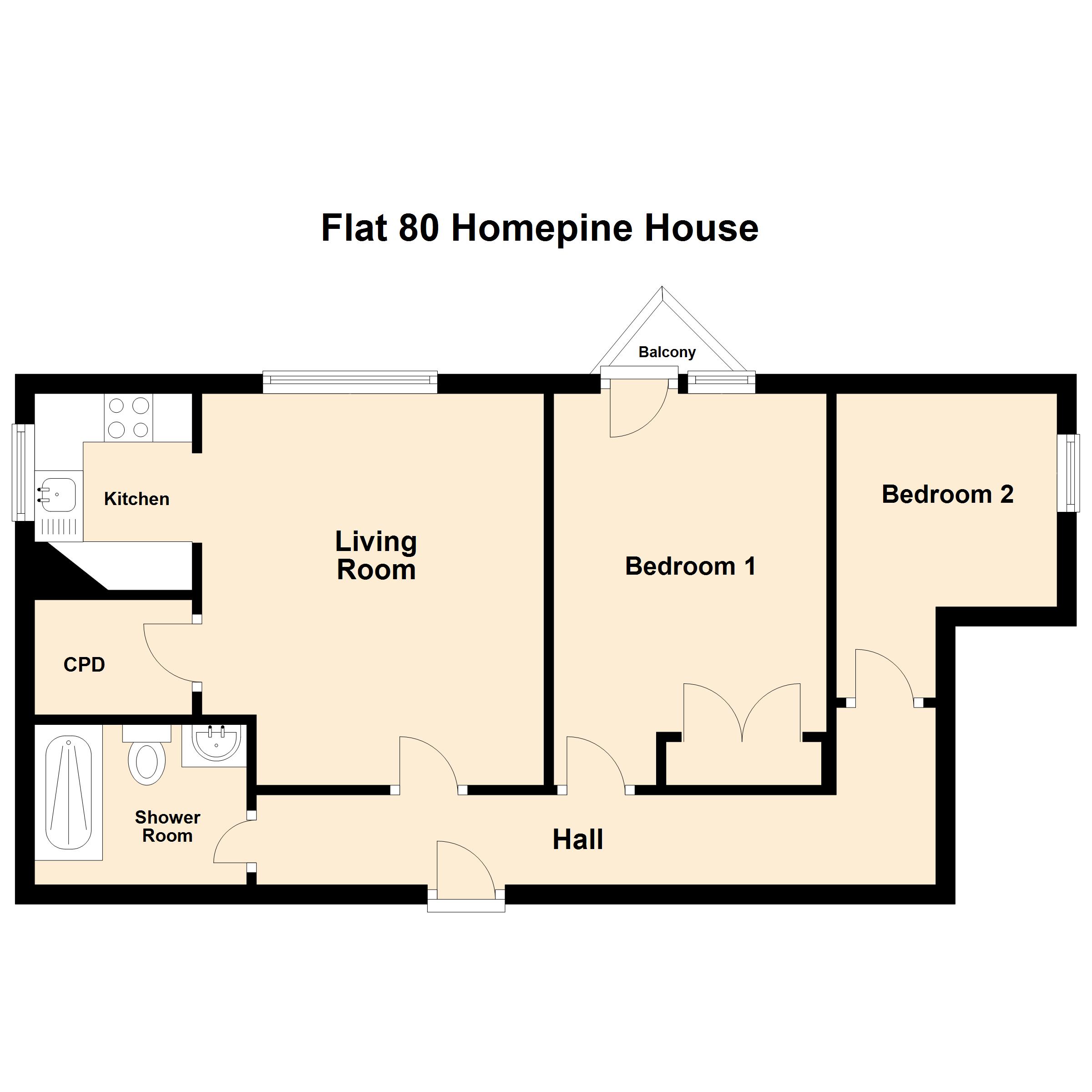 Homepine House, Sandgate Road, Folkestone CT20, 2 bedroom flat for sale