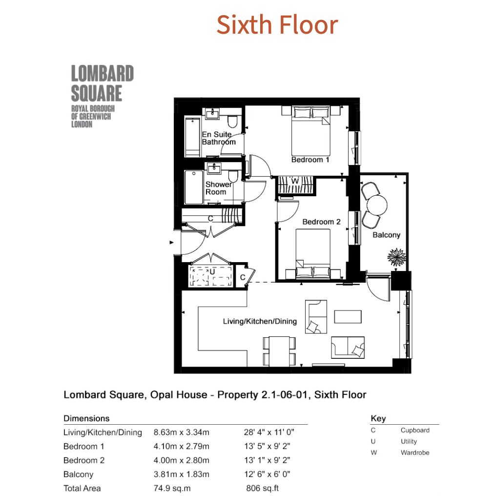Plot 2.1-06-01, Opal House, Lombard Square, London floorplan