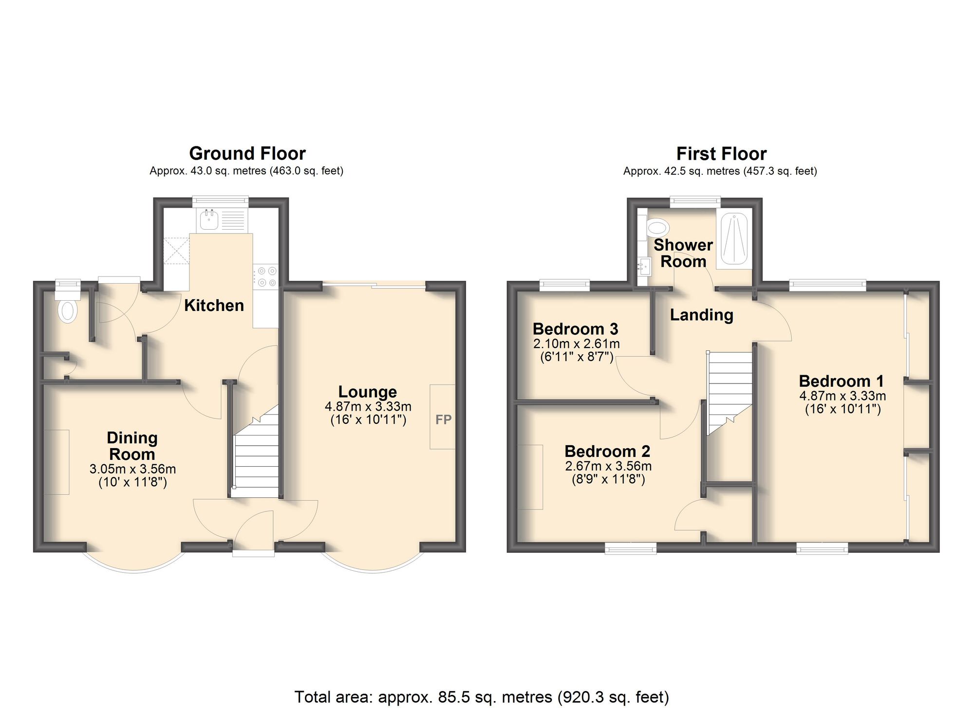 44 Highfield Avenue, Chesterfield floorplan