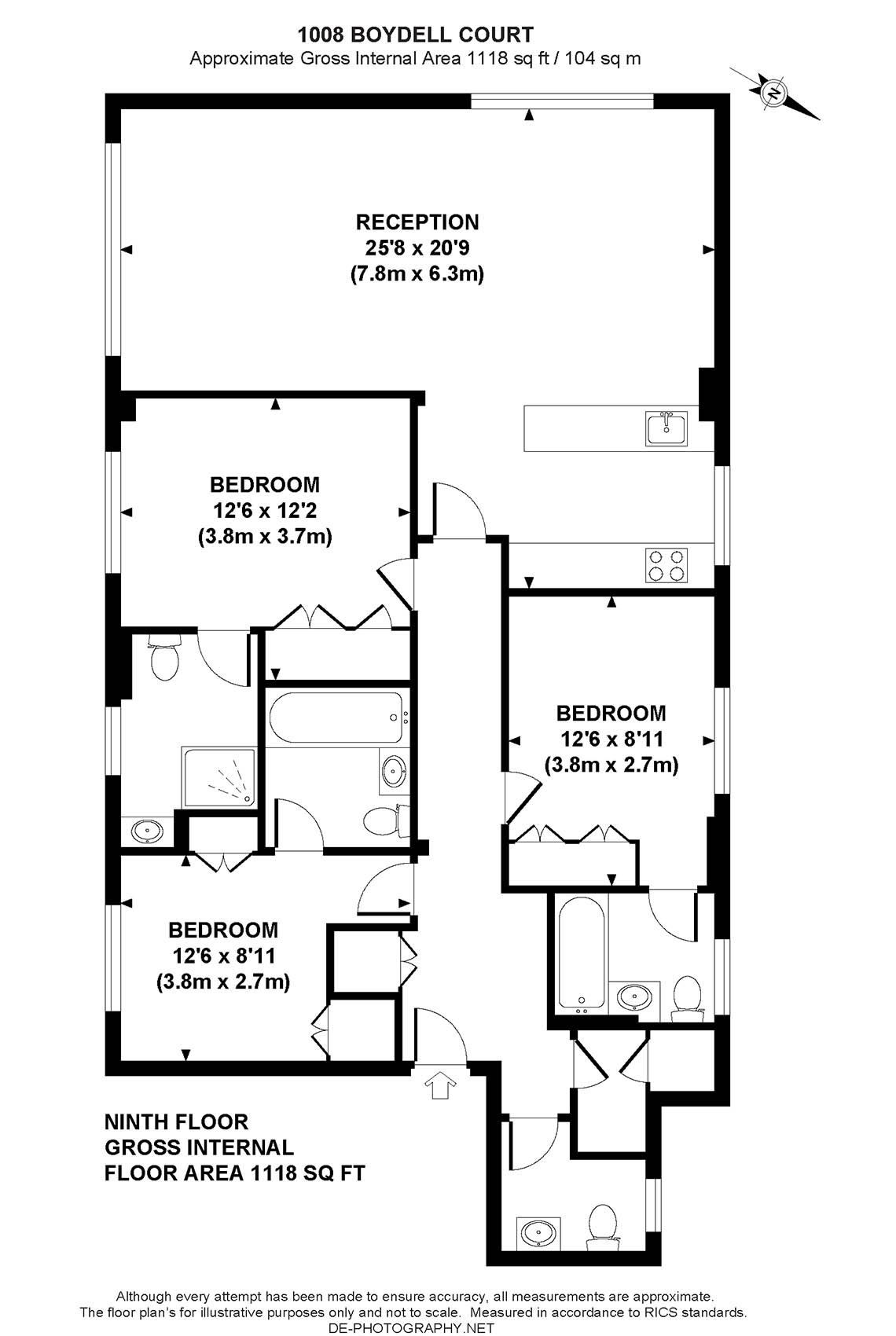 1008, Penthouse, Boydell Court, St John's Wood Park, London floorplan