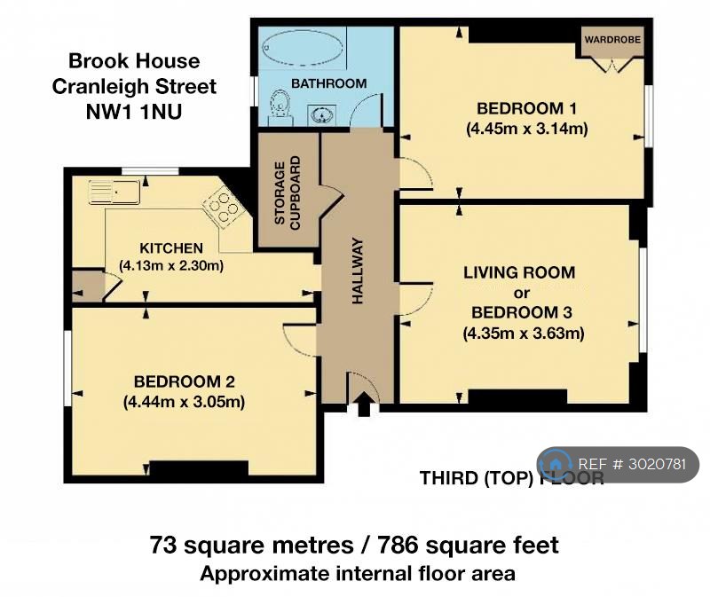 Flat  Brook House, Cranleigh Street, London floorplan