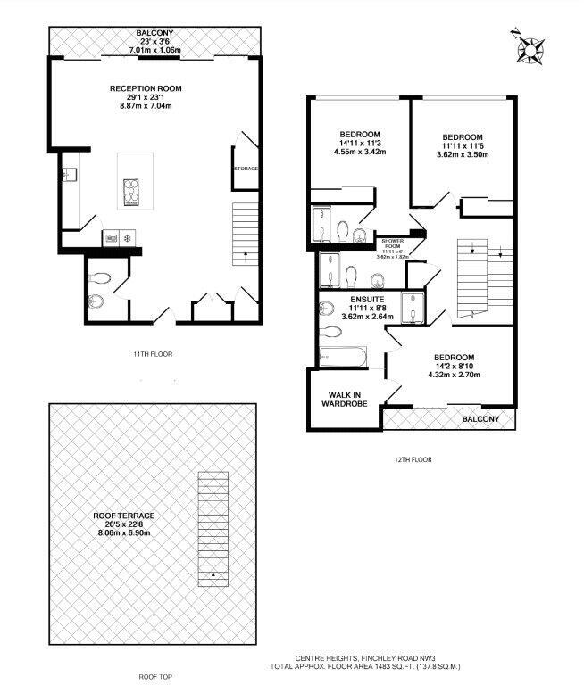 Penthouse 5 Centre Heights 137, Finchley Road, London floorplan