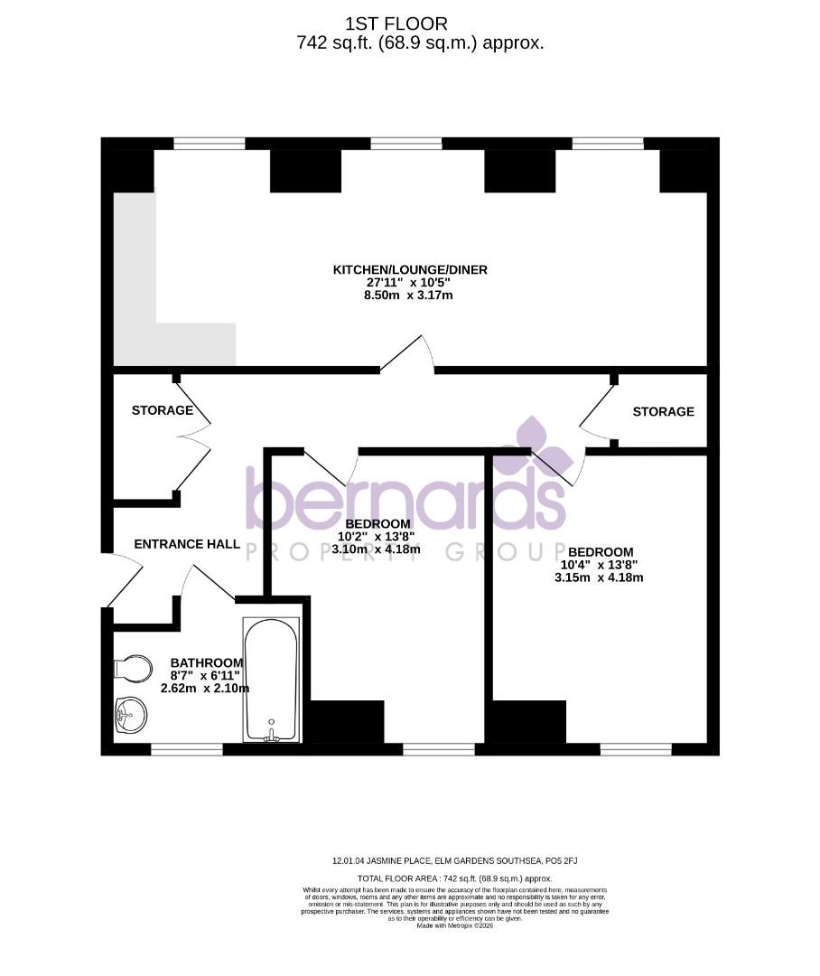 Apartment 11, Jasmine Place, Elm Gardens, Southsea floorplan