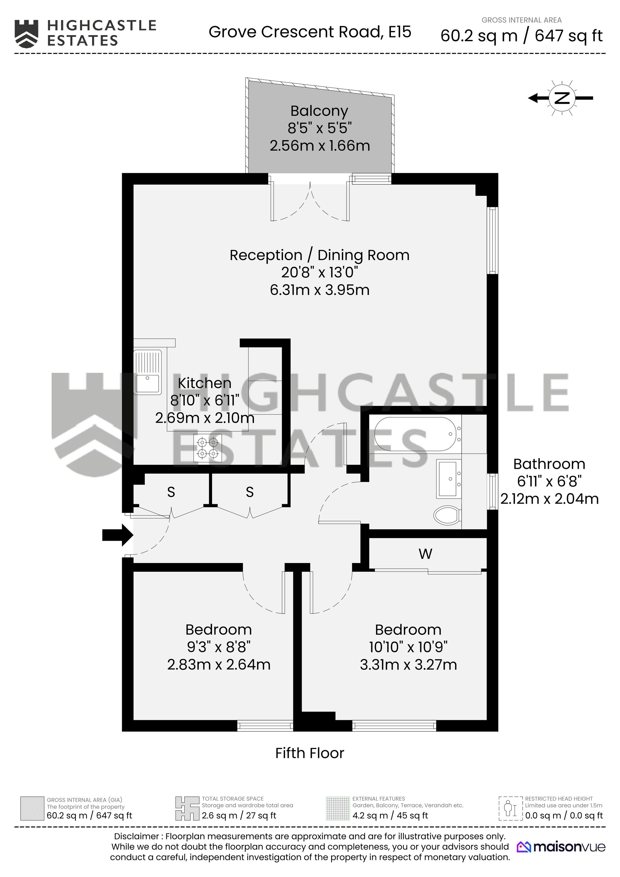 12, Estella Apartments, 20, Grove Crescent Road, London floorplan