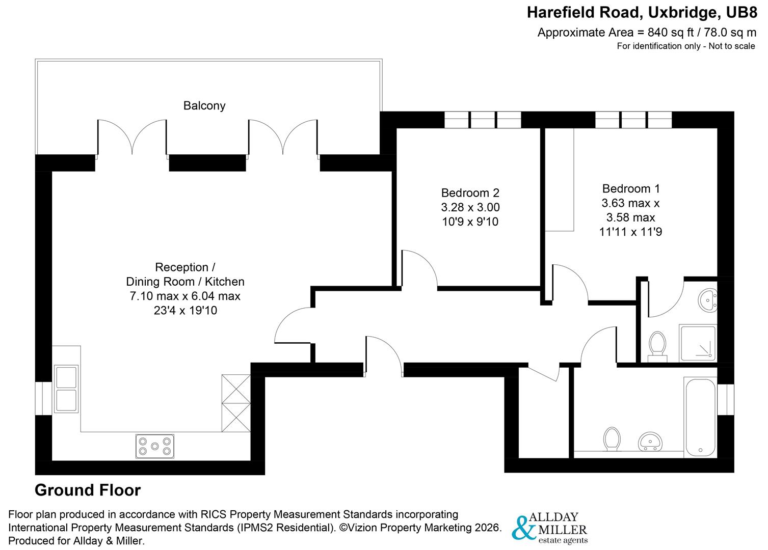 Flat 3 Wixan house, Harefield Road, Uxbridge floorplan