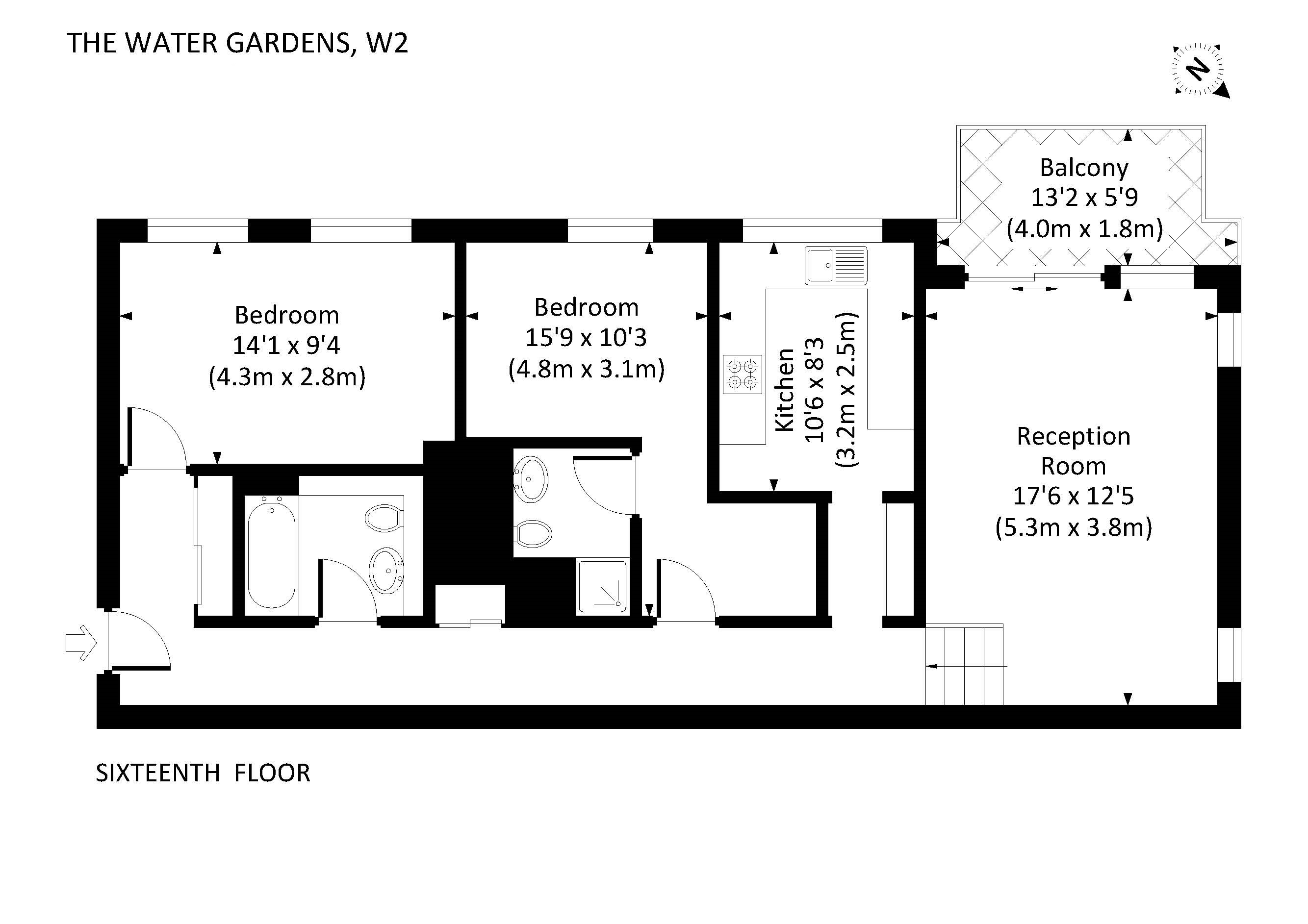 2 Bedrooms Flat to rent in The Water Gardens, London W2