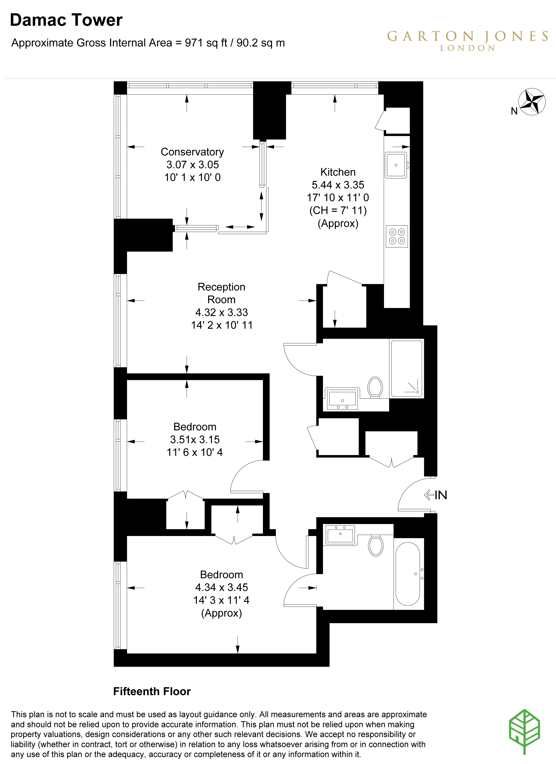 1502, Damac Tower, London floorplan
