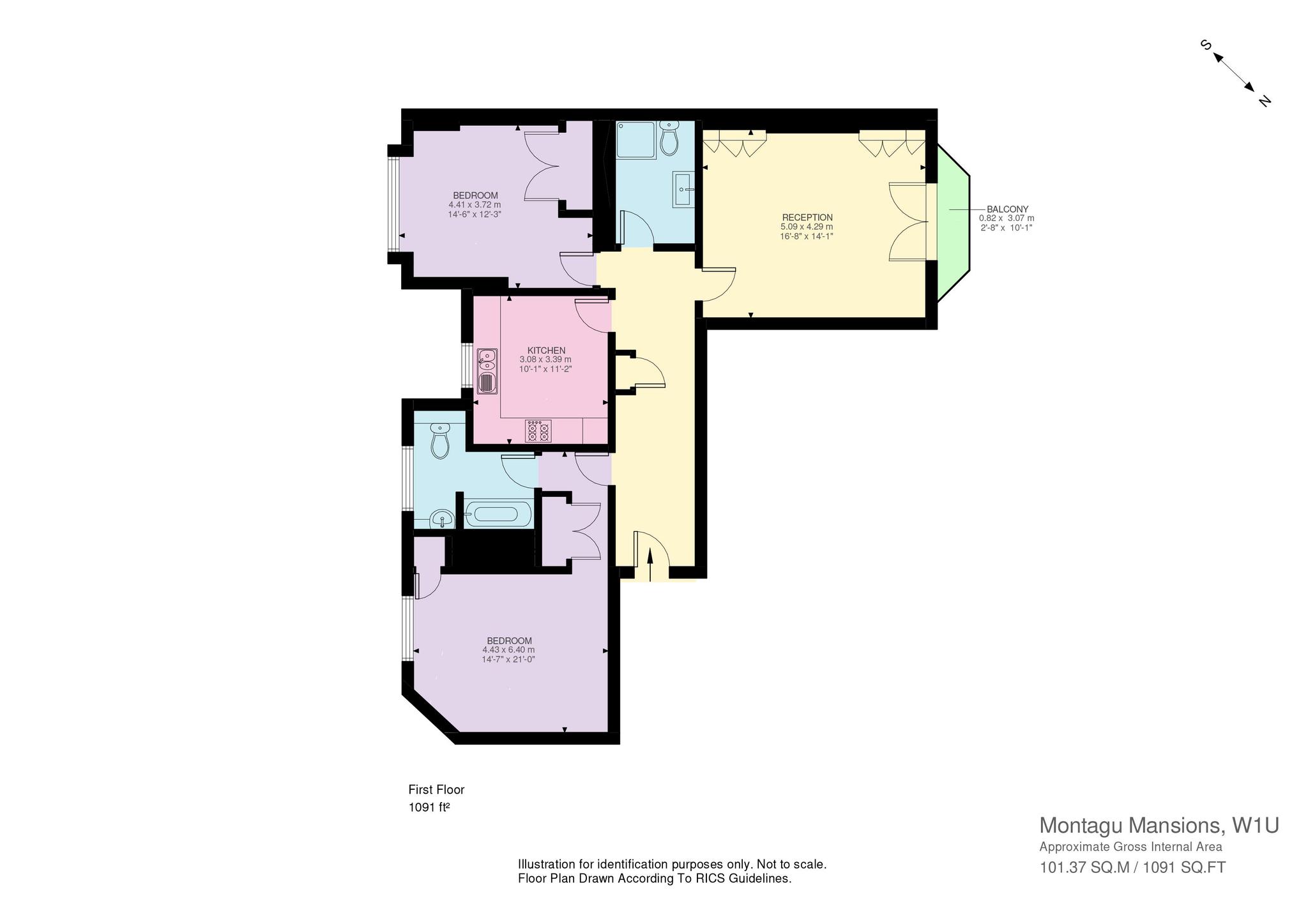 Flat 114, Montagu Mansions, London floorplan