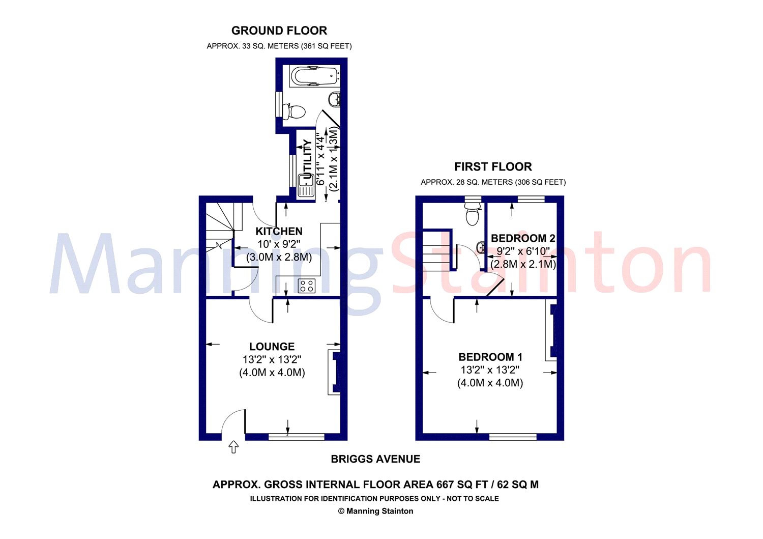 2 Bedrooms Terraced house to rent in Briggs Avenue, Castleford, West Yorkshire WF10