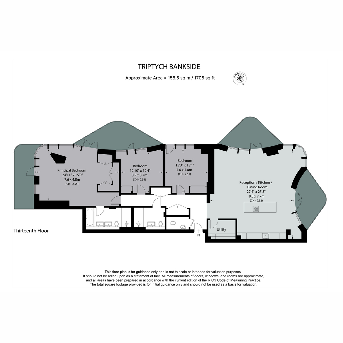 Flat 1302, 2, Triptych Place, London floorplan