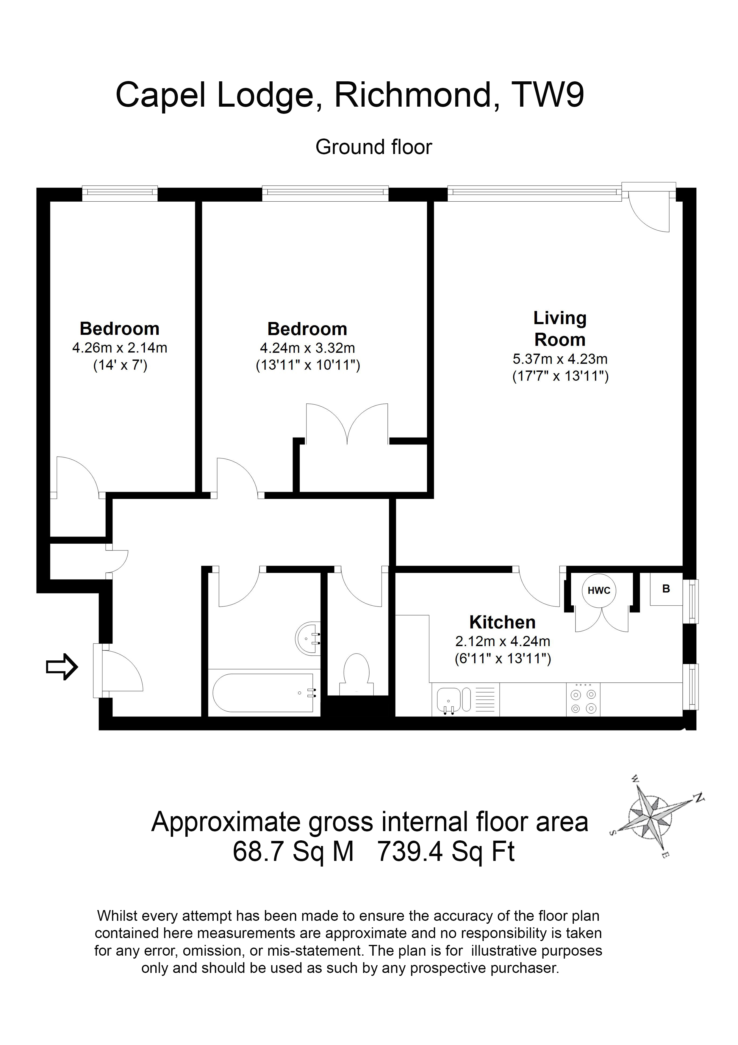 2 Bedrooms Flat to rent in Capel Lodge, Kew Road, Kew, Richmond, Surrey TW9