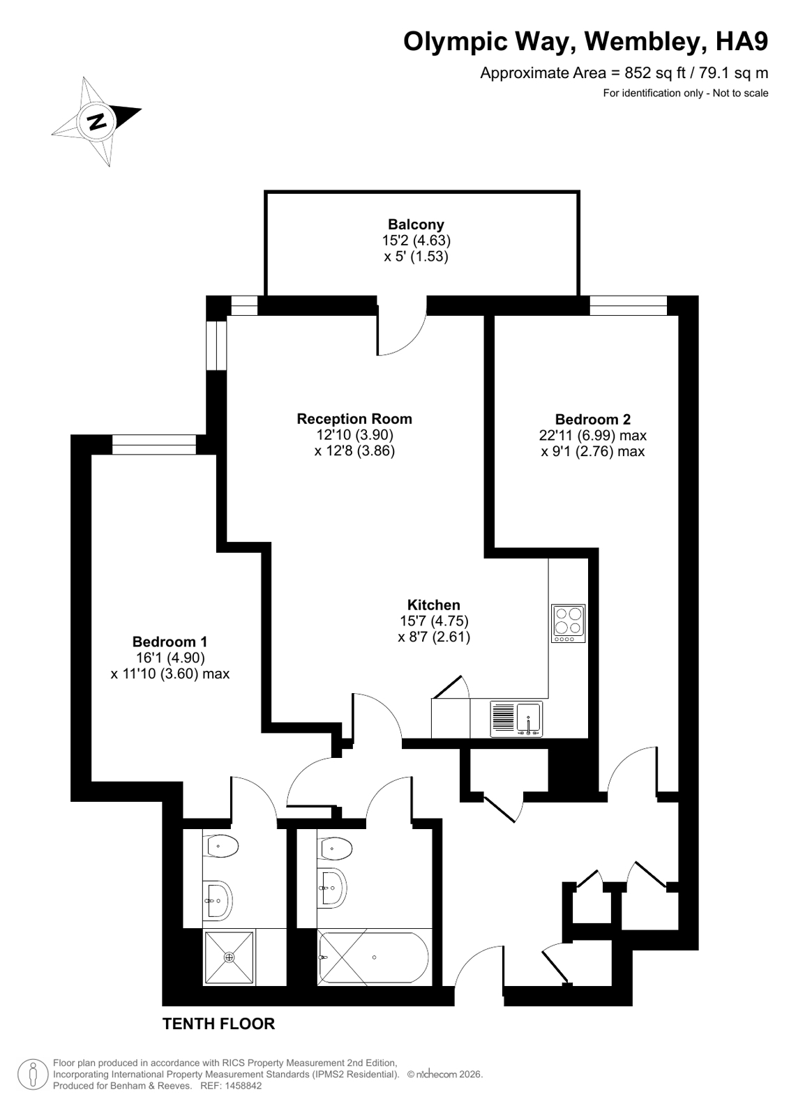Flat 43, Marathon House, 33, Olympic Way, Wembley floorplan