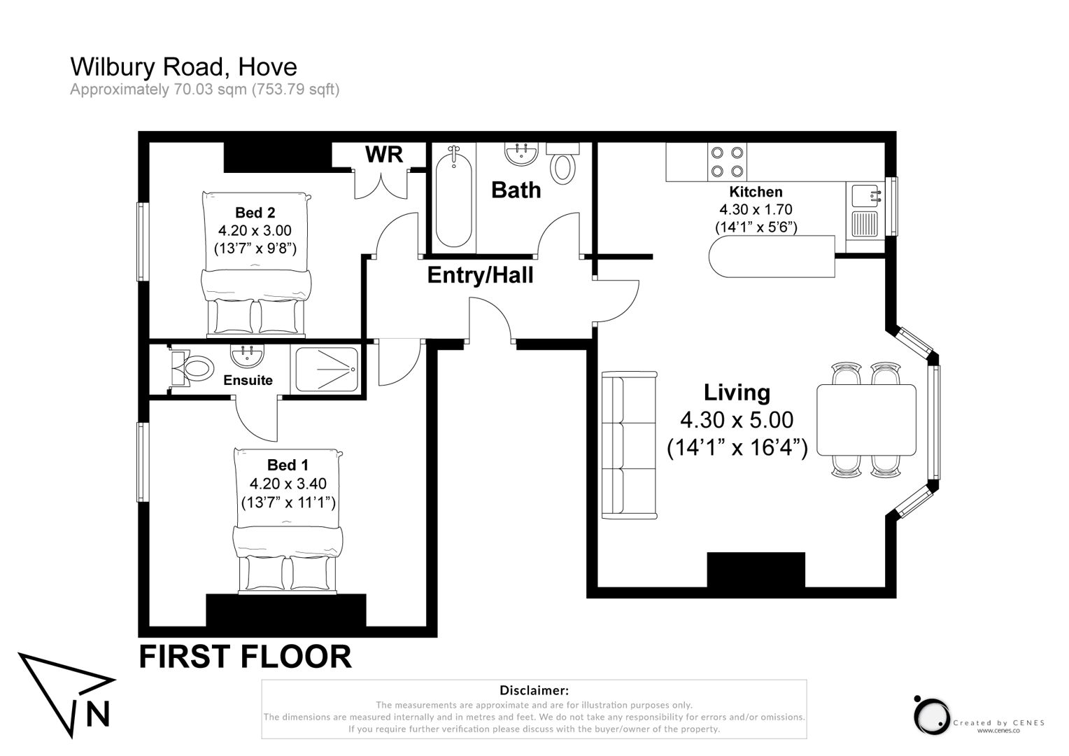 F2, 39, Wilbury Road, Hove floorplan