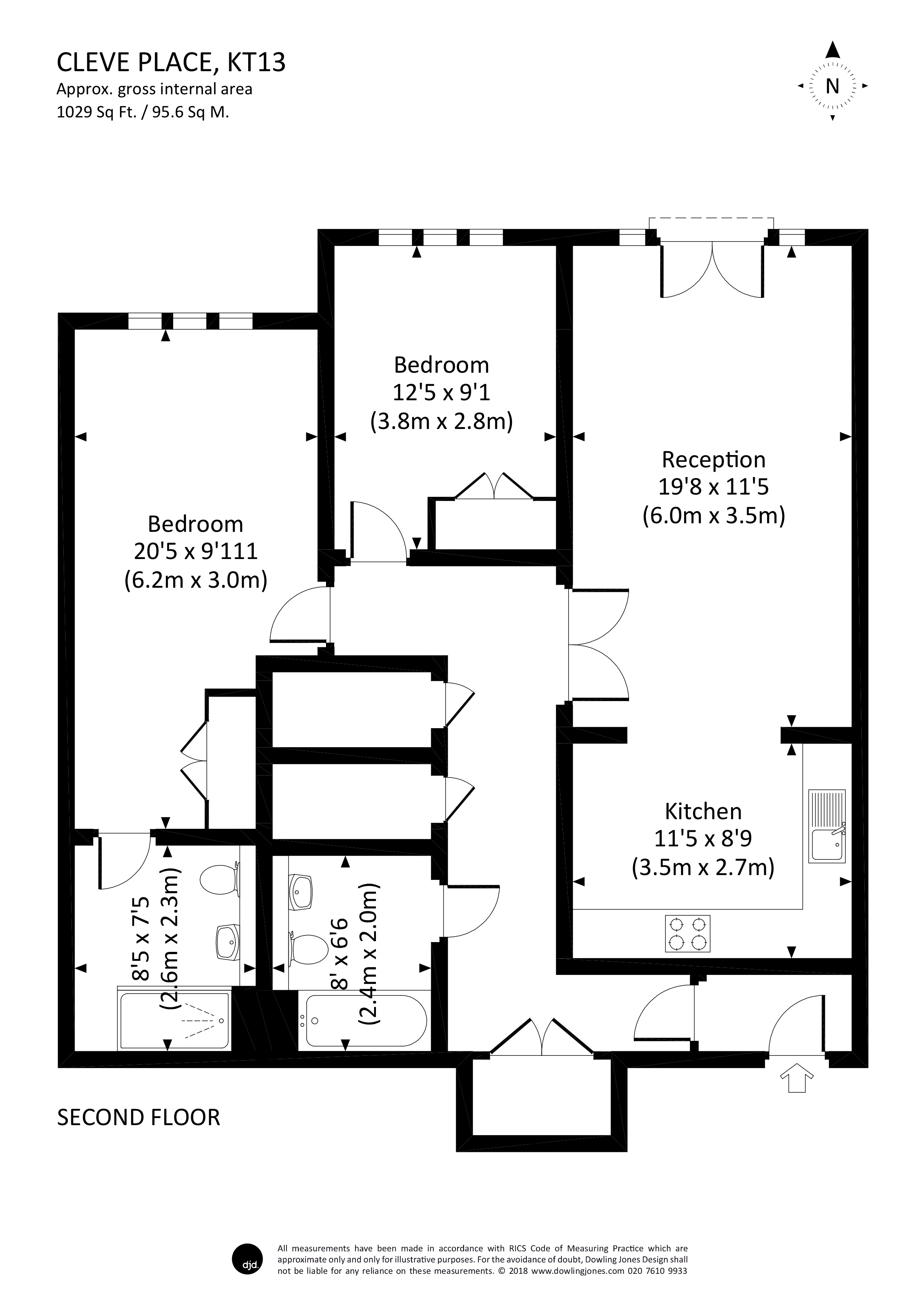 2 Bedrooms Flat to rent in Bridgewater Road, Weybridge KT13