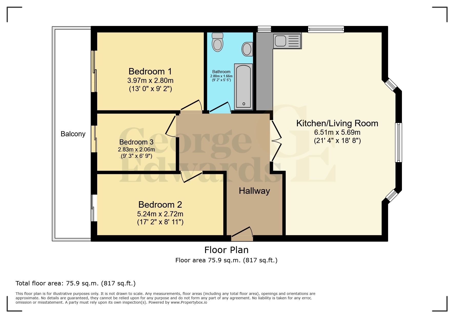 Flat 5, Queens Court Apartments 59, Upper Bond Street, HINCKLEY floorplan