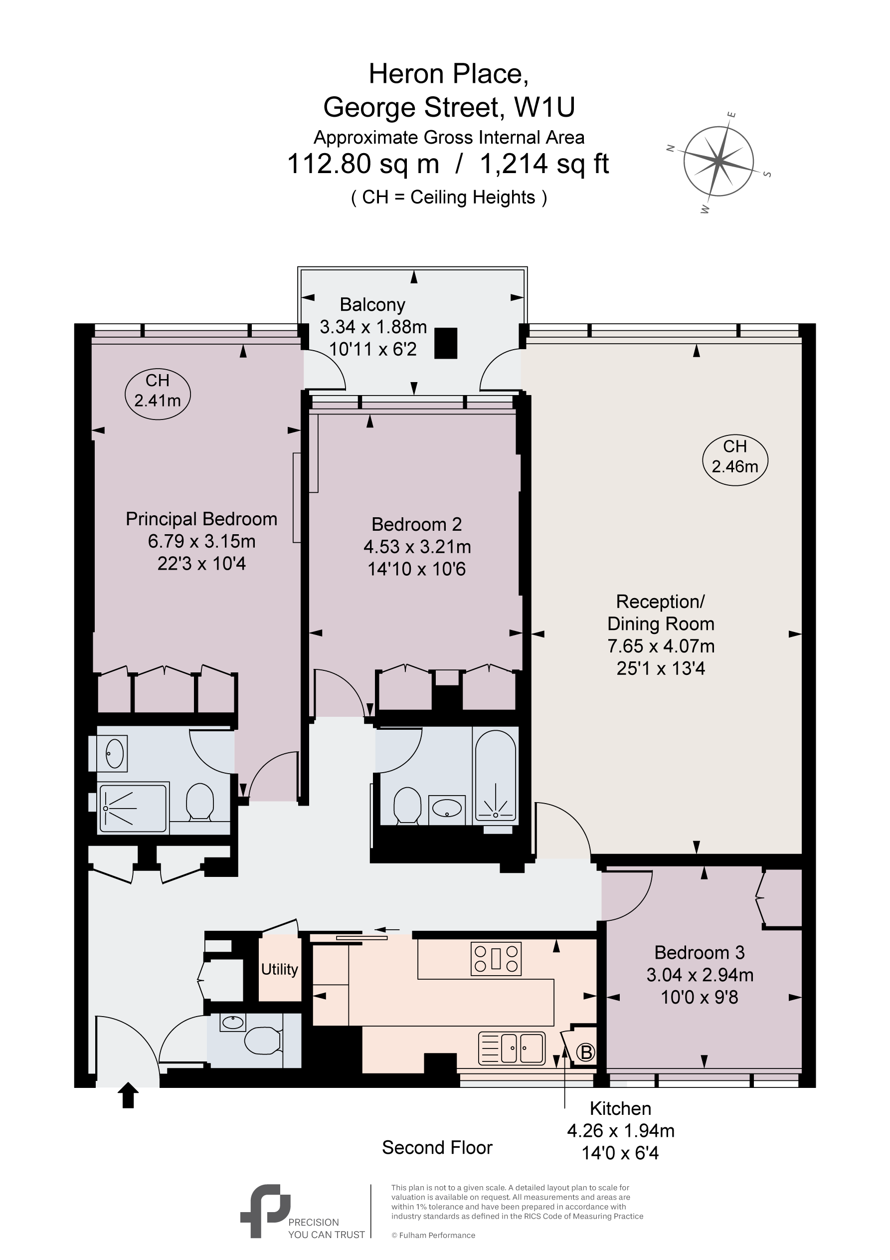 Flat 3, Heron Place, 3, George Street, London floorplan