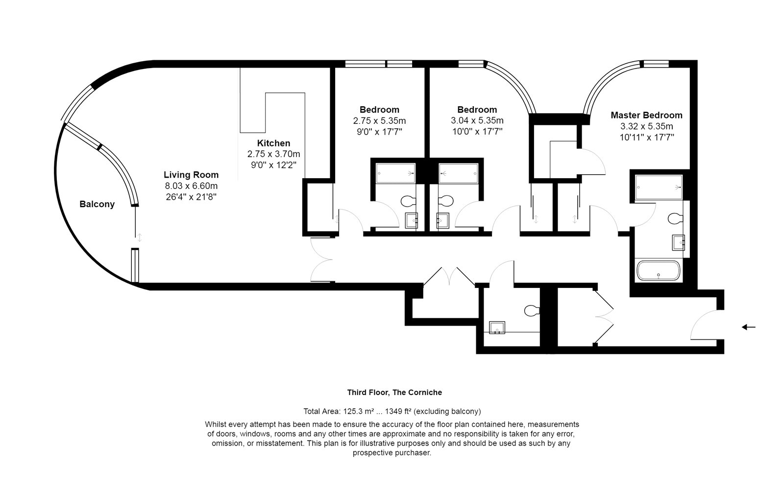 3 Bedrooms Flat to rent in The Corniche, Tower Two, Albert Embankment, London SE1