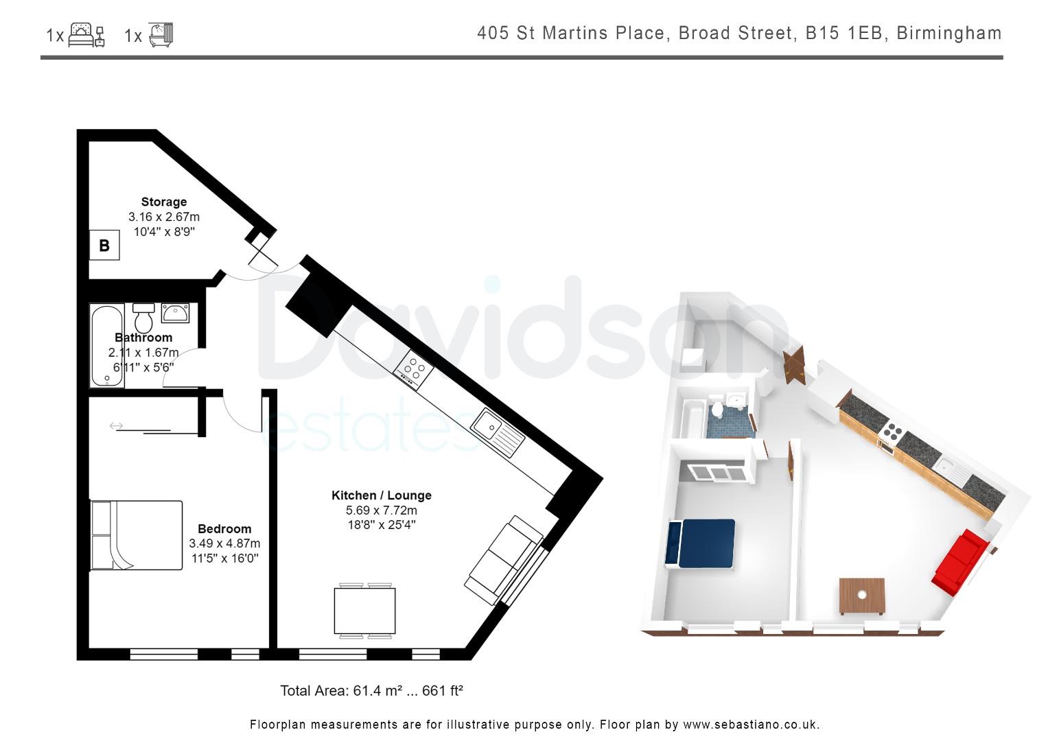 405, St Martin's Place, Birmingham floorplan