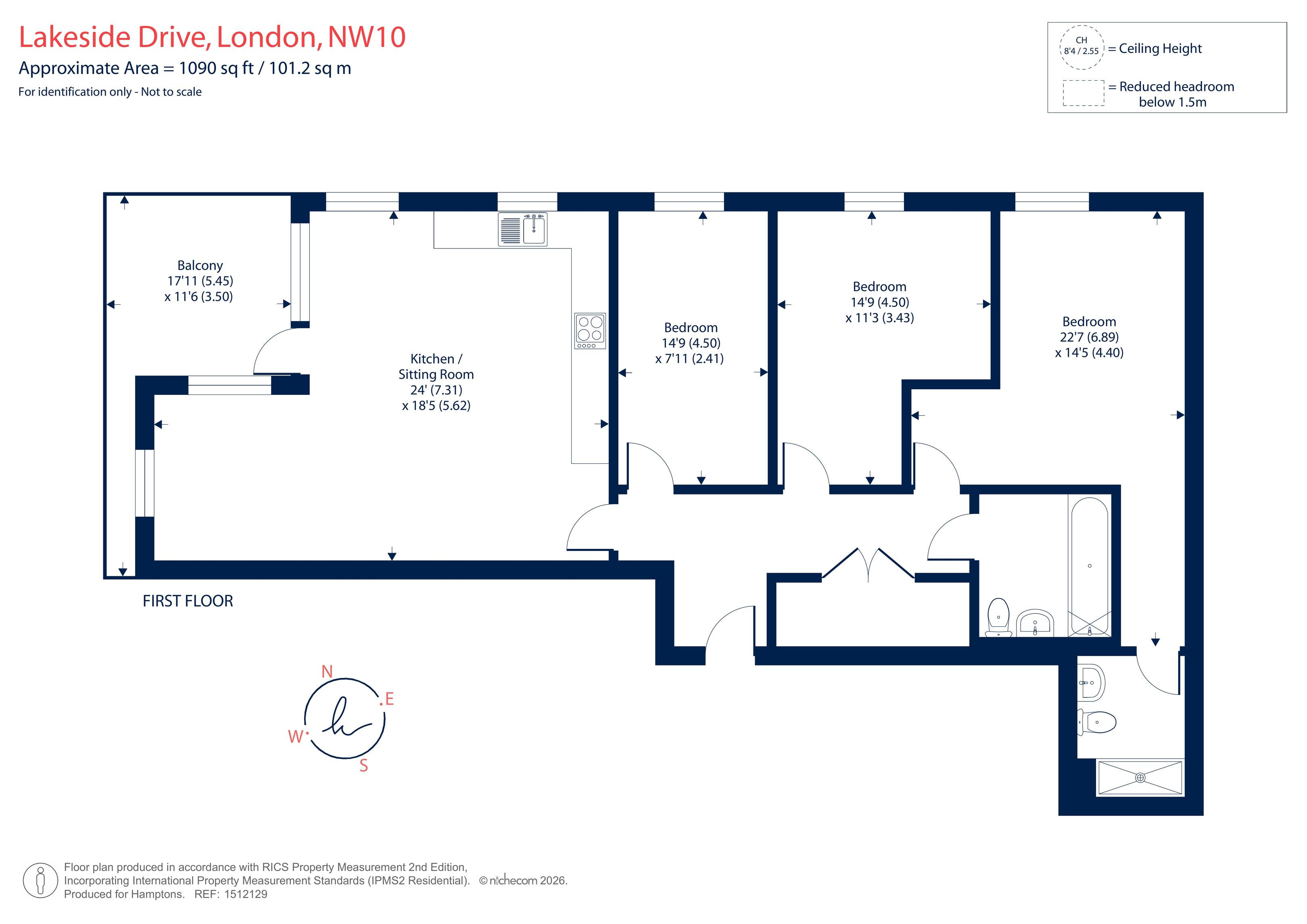 Flat 36, Marquess House, 7, Lakeside Drive, London floorplan