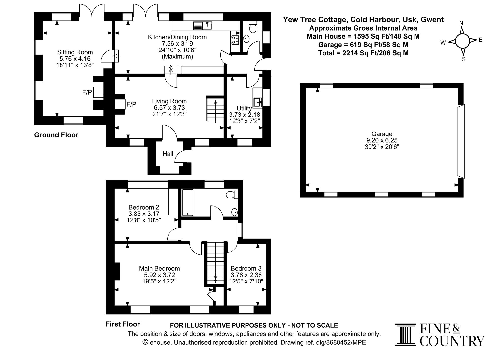 Yew Tree Cottage, Usk floorplan