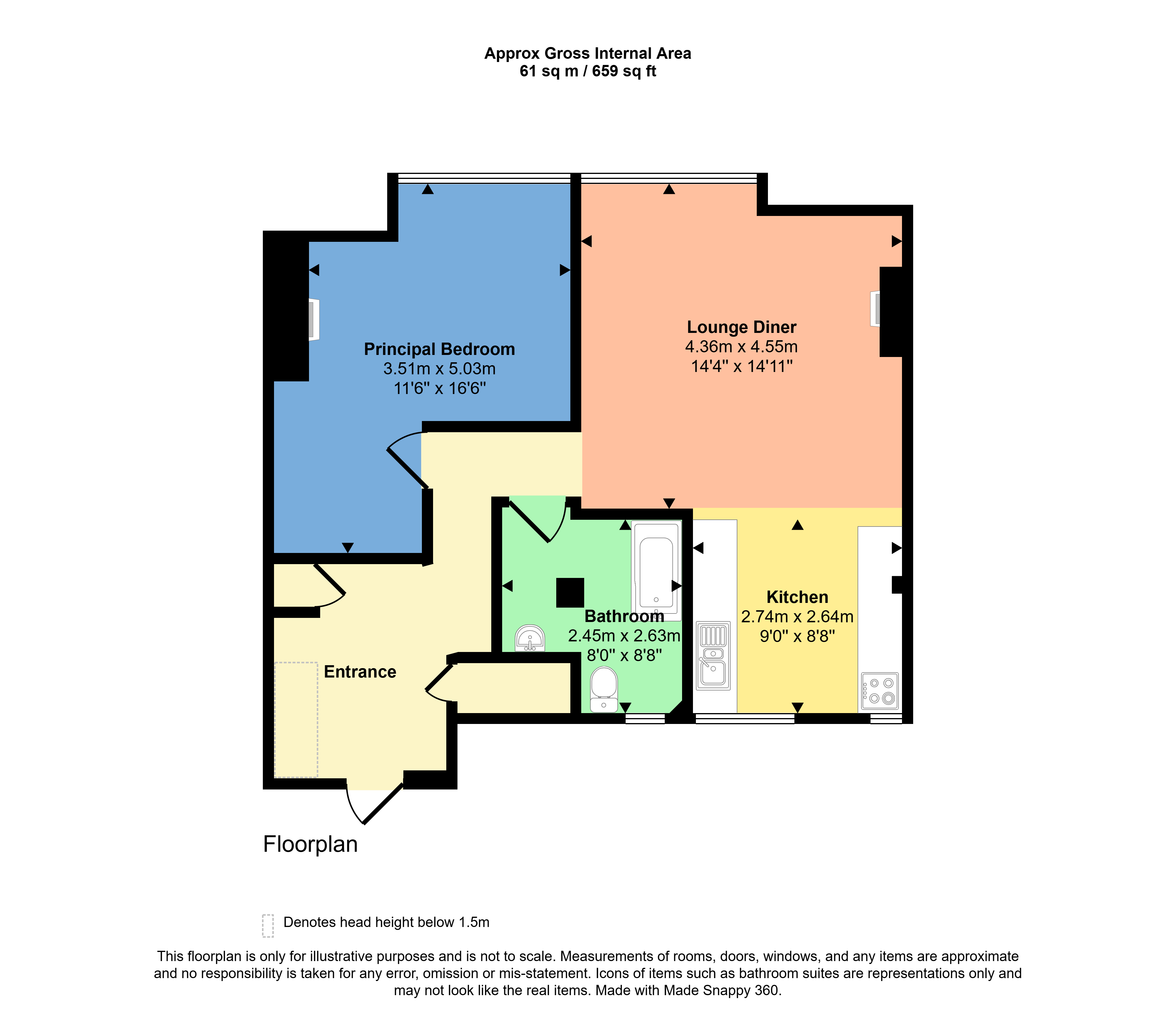9, Grosvenor Mansions Belle Vue, Bude Cornwall floorplan