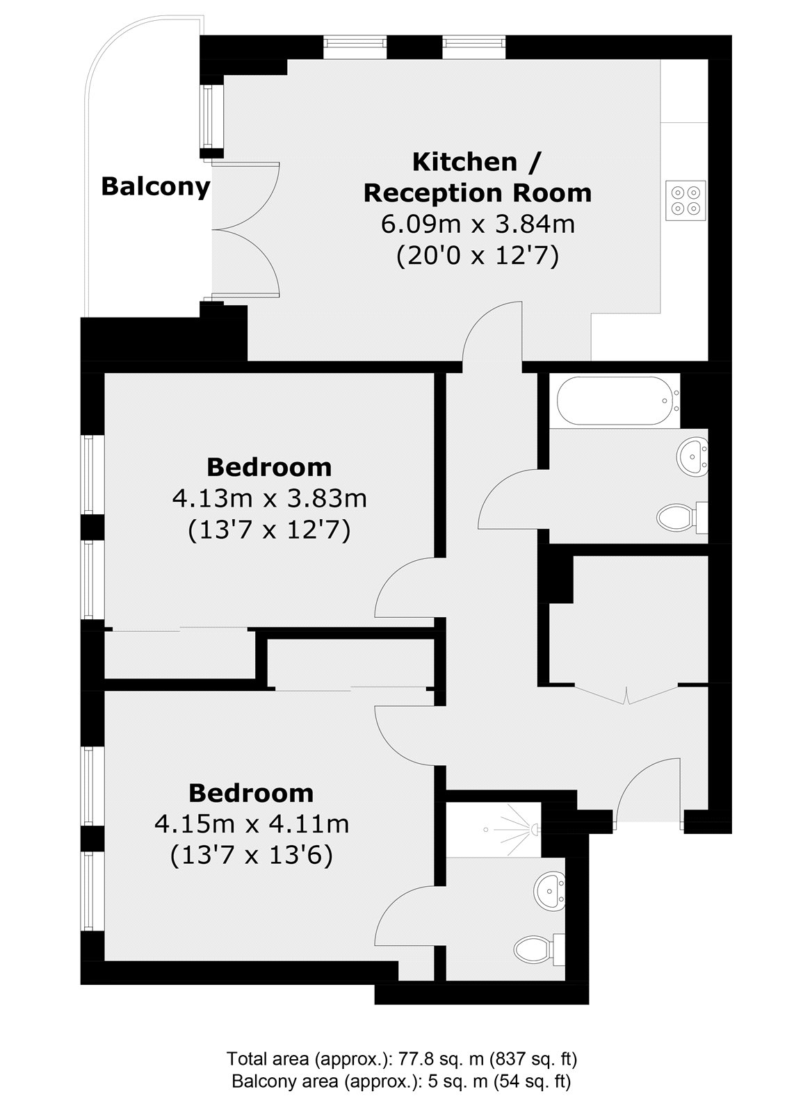 Flat 19,, Cardwell House, Longcross floorplan