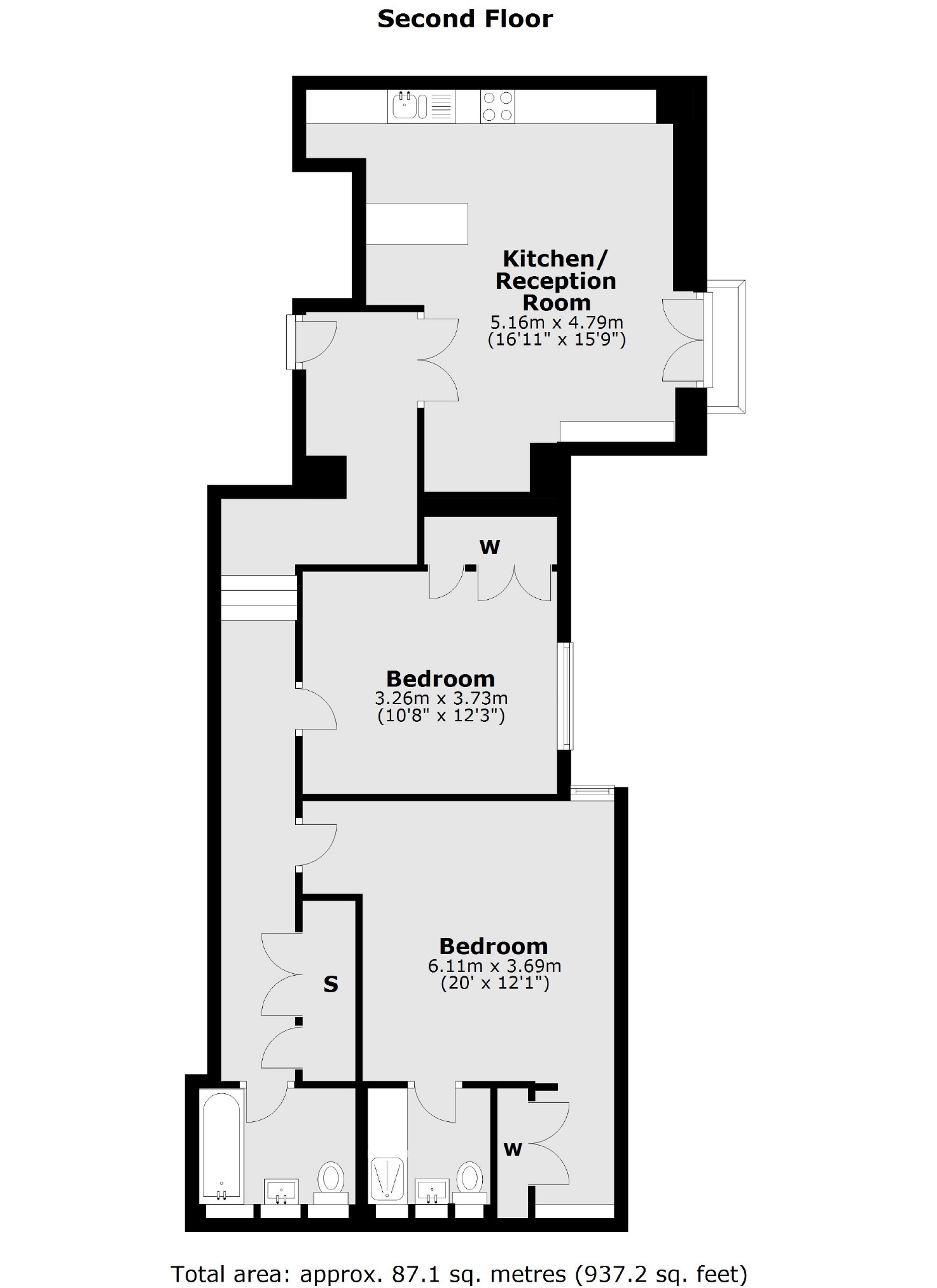 Apartment 2.6, 50, Kensington Gardens Square, London floorplan