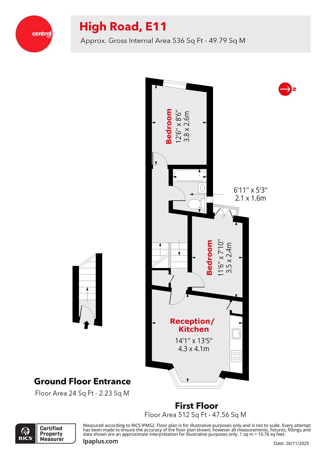 Flat B, 669, High Road Leytonstone, London floorplan
