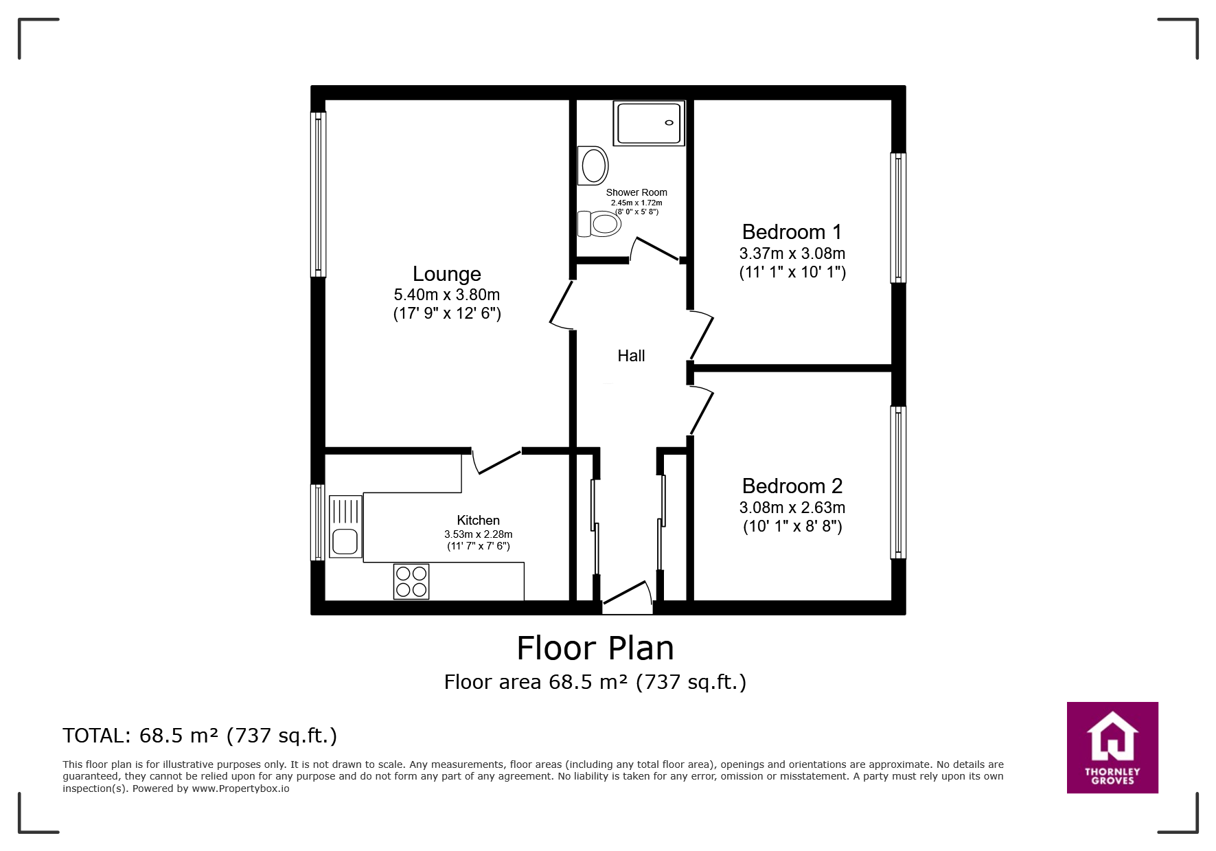 Flat 2, Cumbria Court,, Kersal Road, Manchester floorplan