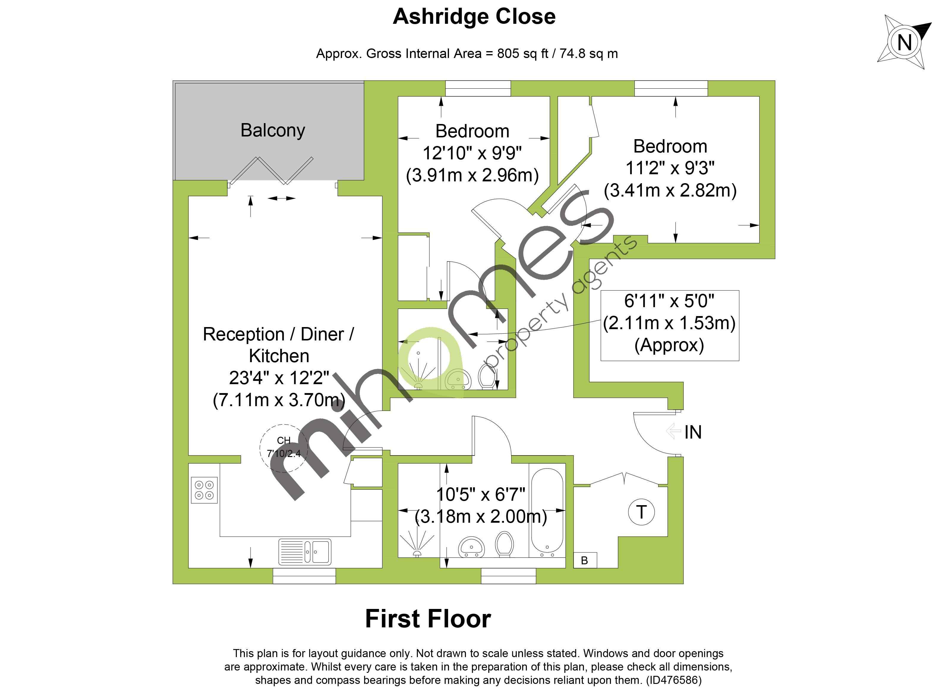 2 Bedrooms Flat to rent in Ashridge Close, London N3