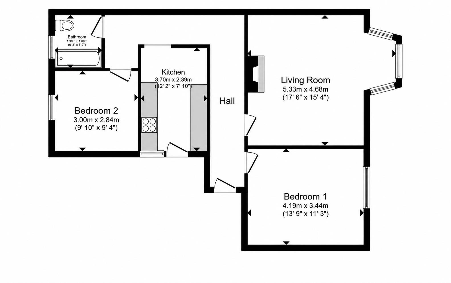Flat 3, Langtry House, 26C Derby Street, Bournemouth floorplan