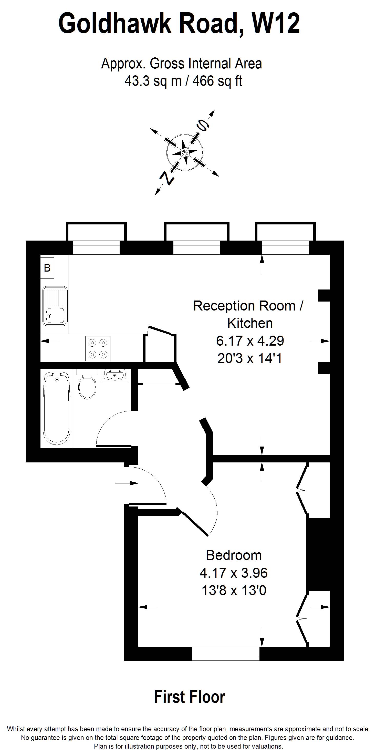 1 Bedrooms Flat to rent in Goldhawk Road, London W12