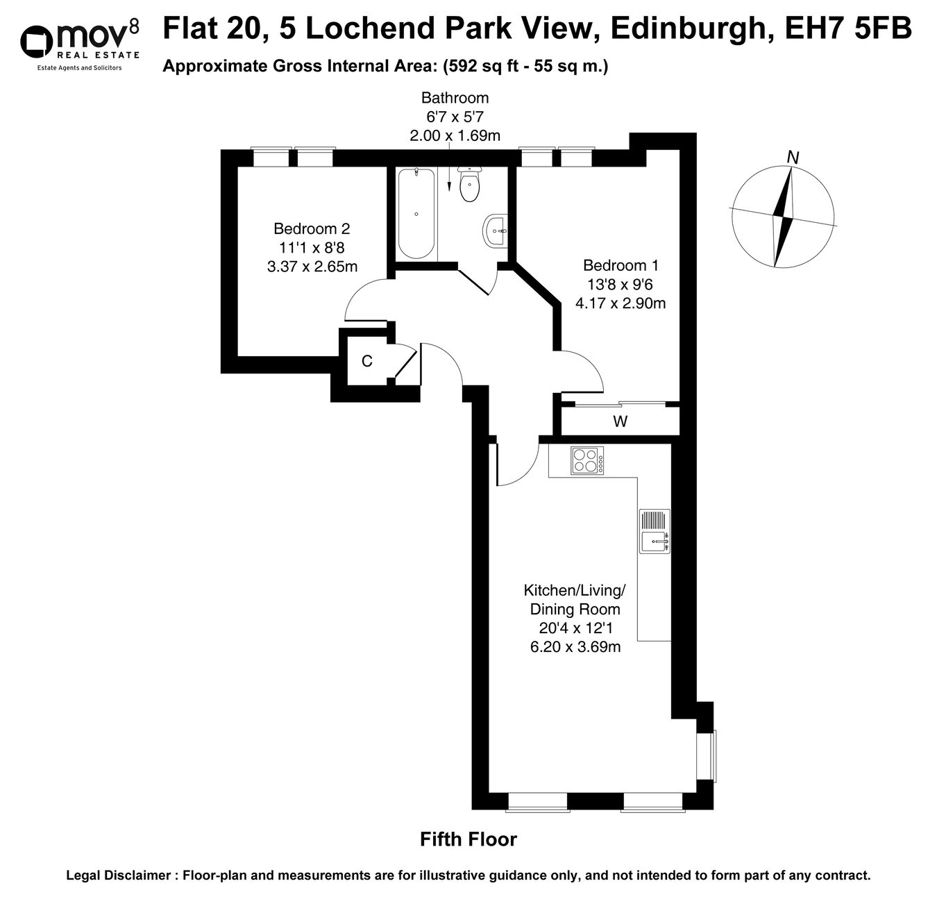 Flat 20, 5, Lochend Park View, Edinburgh floorplan